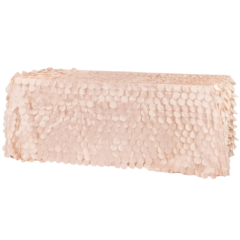 90"x156" Petal Circle Taffeta Rectangular Tablecloth - Blush/Rose Gold - Image 3
