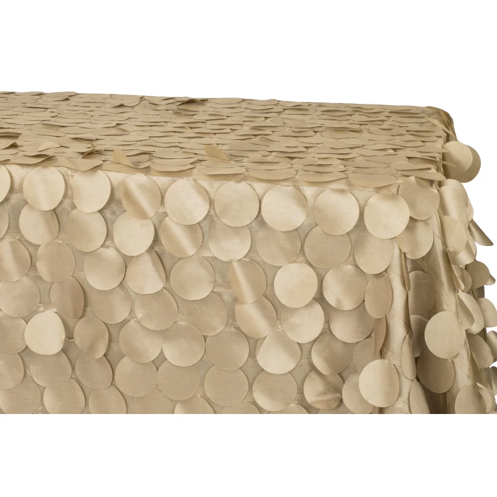 90"x156" Petal Circle Taffeta Rectangular Tablecloth - Champagne - Image 2