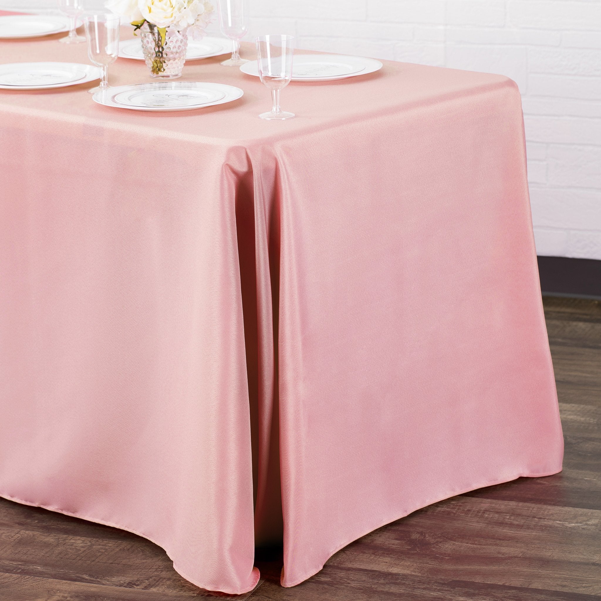 90"x156" Rectangular Oblong Premium Polyester Tablecloth - Dusty Rose/Mauve - Image 2