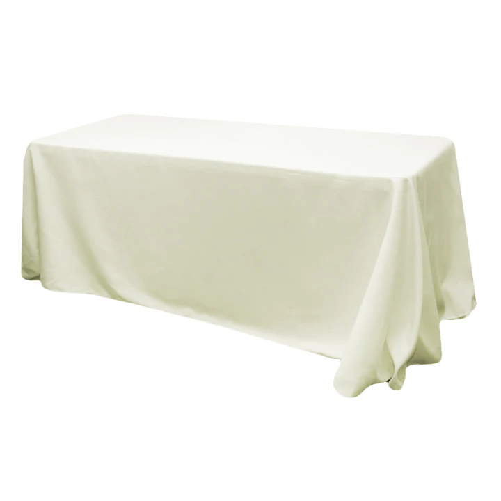 90"x156" Rectangular Oblong Premium Polyester Tablecloth - Light Ivory/Off White