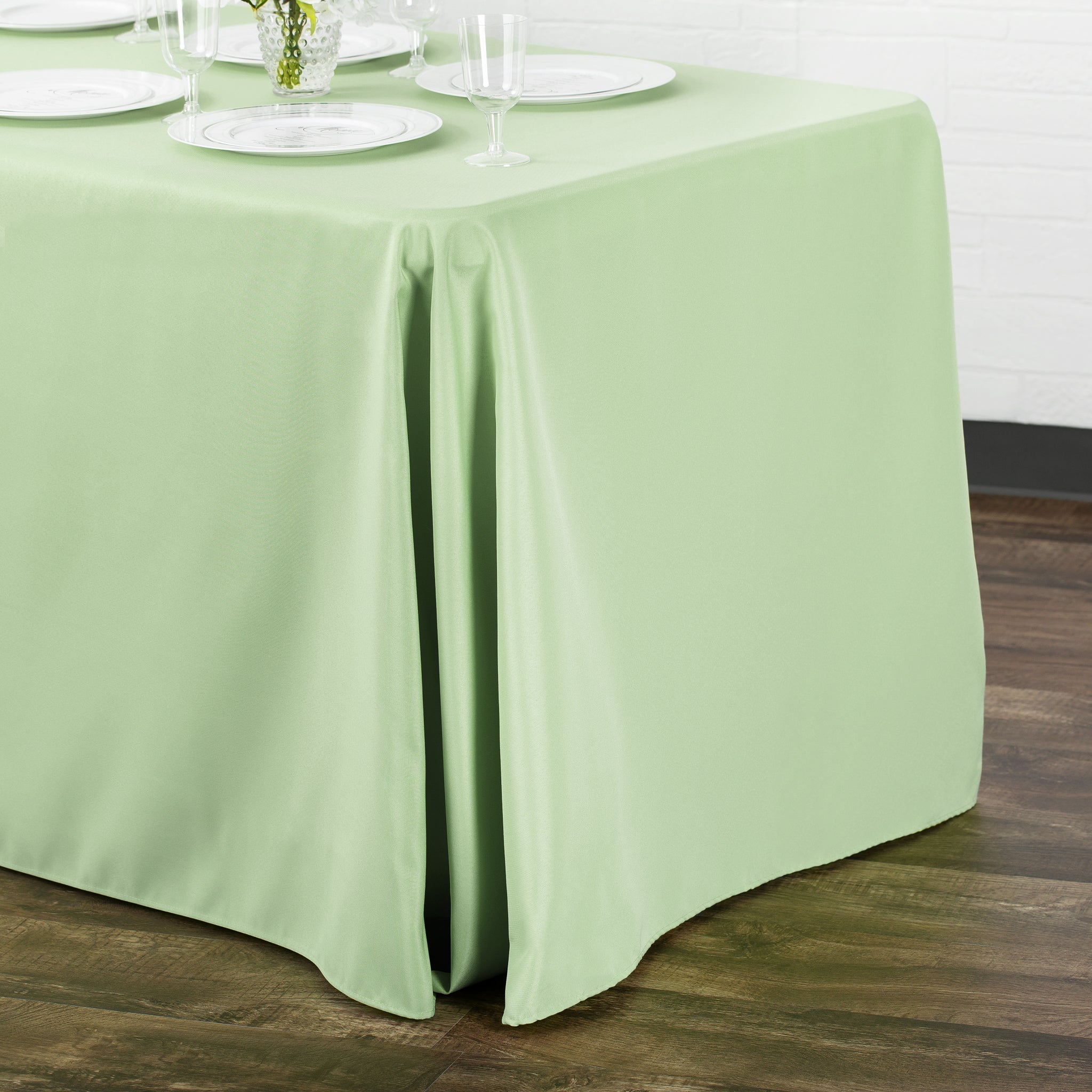90"x156" Rectangular Oblong Premium Polyester Tablecloth - Sage Green - Image 2