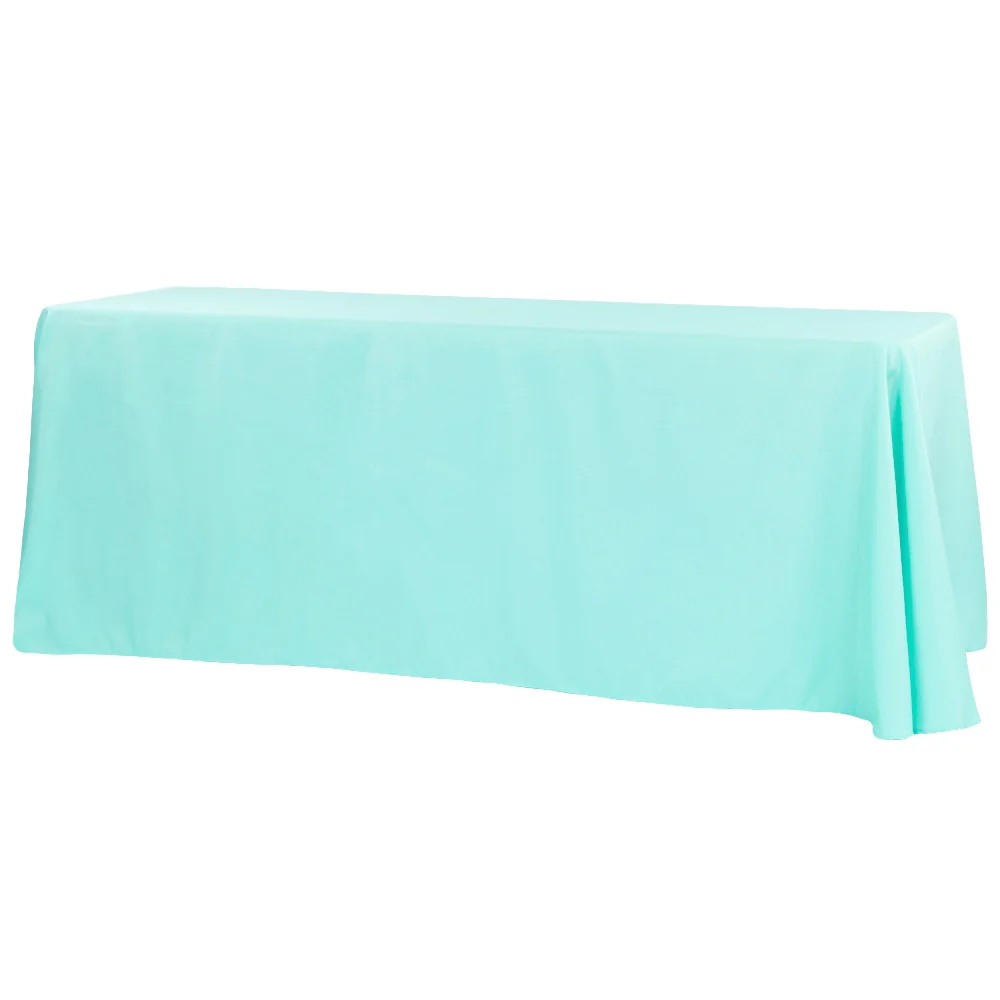 90"x156" Rectangular Oblong Premium Polyester Tablecloth - Turquoise - Image 3