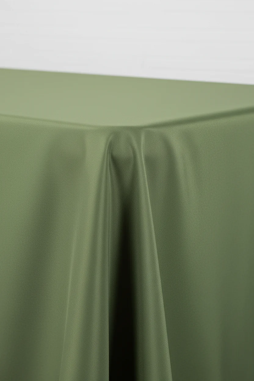 90"x156" Rectangular Oblong Premium Polyester Tablecloth - Willow Green - Image 5
