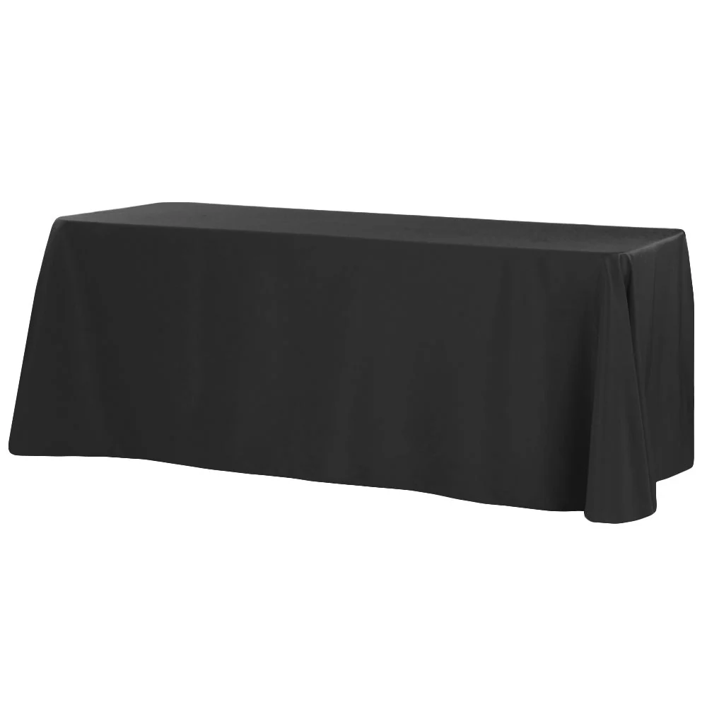 90"x156" Rectangular Premium Polyester Tablecloth (Square Corners) - Black