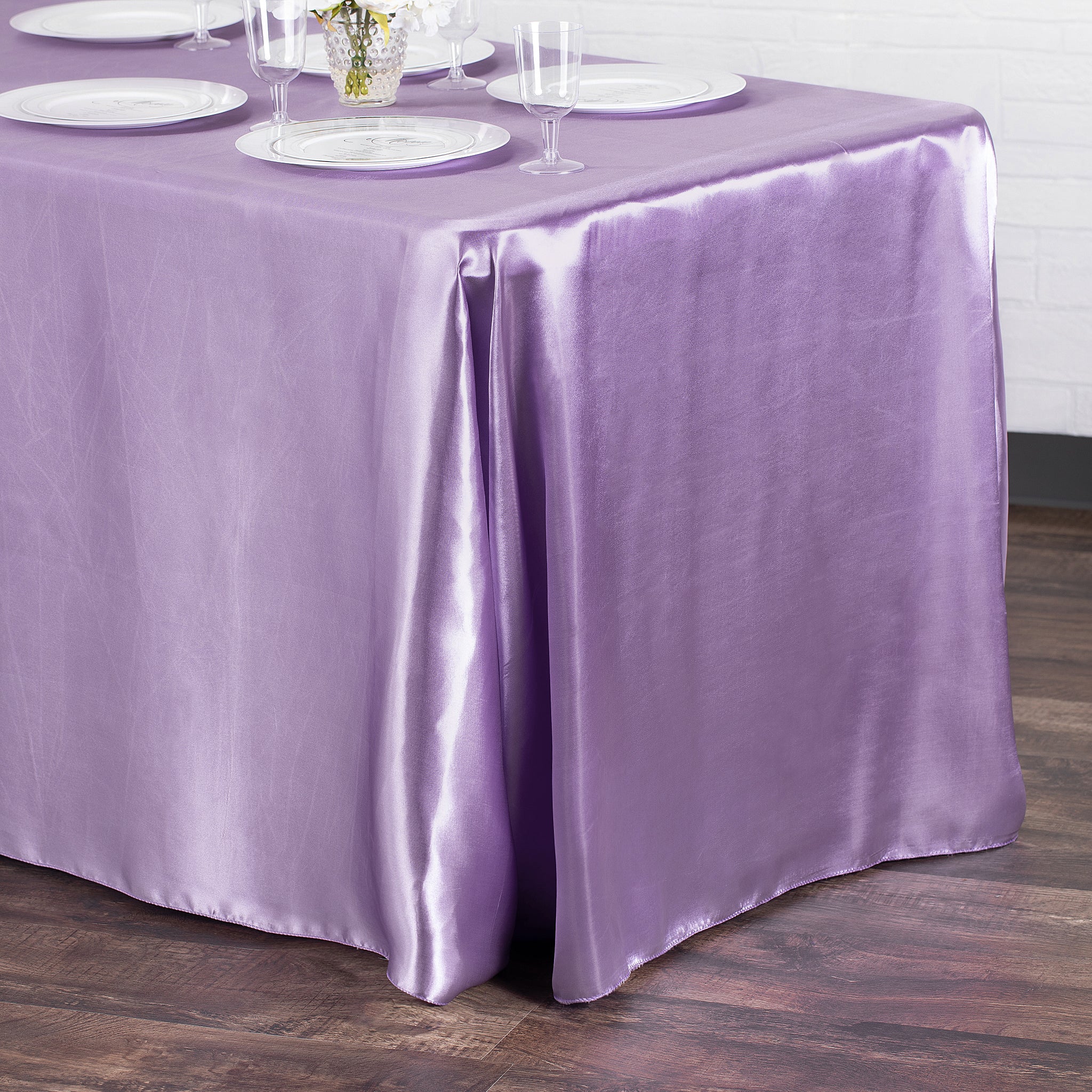 90"x156" Rectangular Satin Tablecloth - Victorian Lilac/Wisteria - Image 2