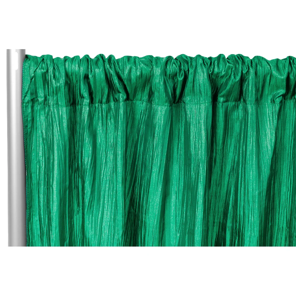 Accordion Crinkle Taffeta 10ft H x 54" W Drape/Backdrop Panel - Emerald Green