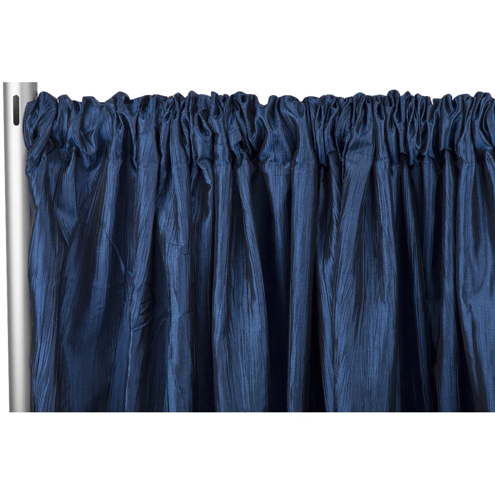 Accordion Crinkle Taffeta 10ft H x 54" W Drape/Backdrop Panel - Navy Blue