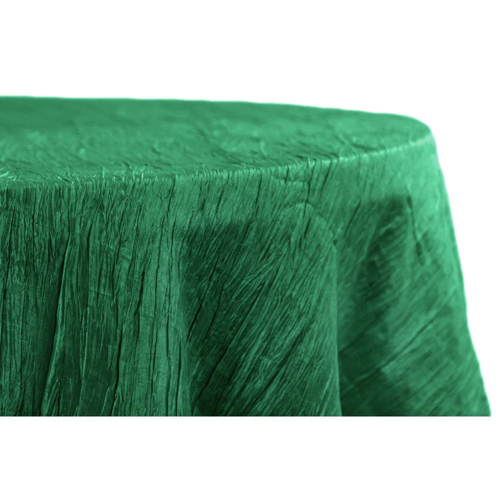 Accordion Crinkle Taffeta 120" Round Tablecloth - Emerald Green