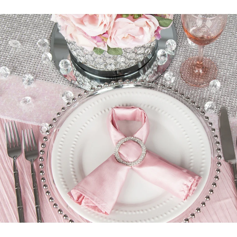 Accordion Crinkle Taffeta 132" Round Tablecloth - Pink - Image 2