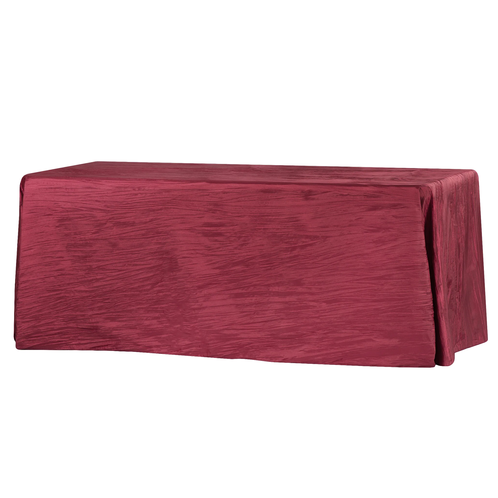 Accordion Crinkle Taffeta 90"x132" Rectangular Tablecloth - Burgundy