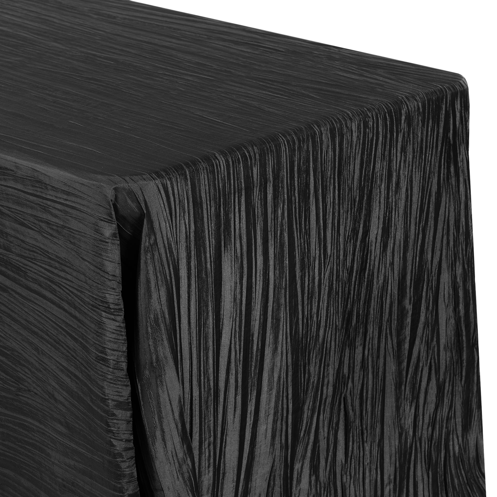 Accordion Crinkle Taffeta 90"x156" Rectangular Tablecloth - Black - Image 2