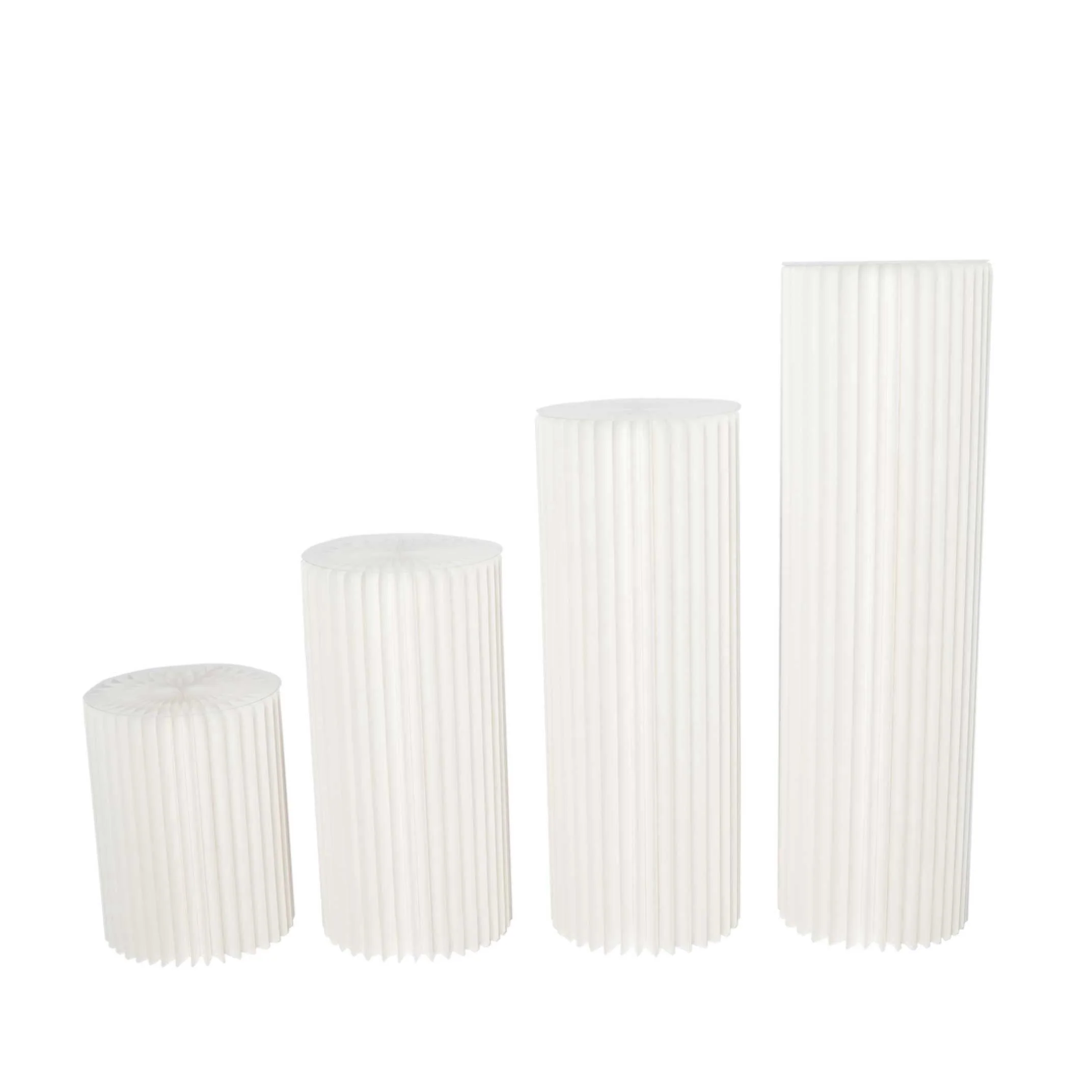 Accordion Foldable Paper Pedestal Display Stand with Top Plate 4 pcs/set - White - Image 3