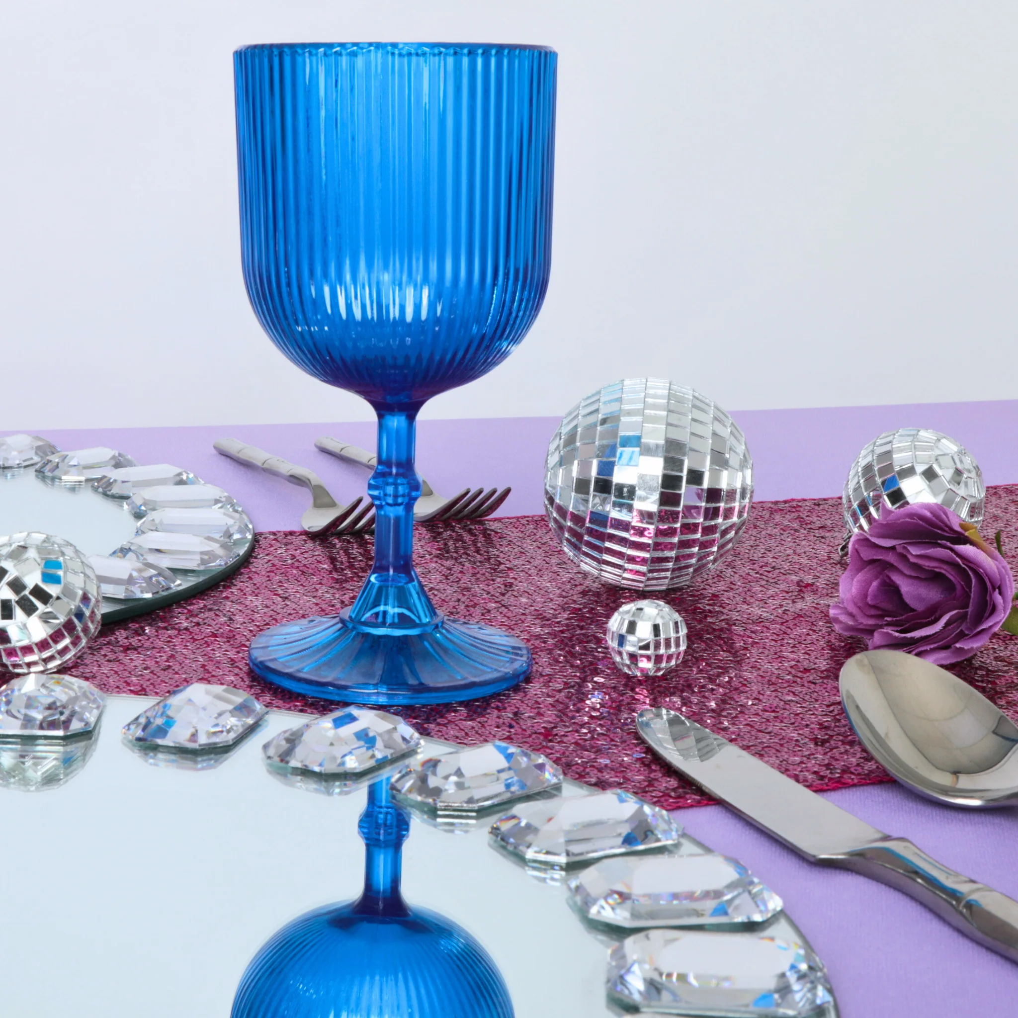 Blue Acrylic 11oz Wine Goblets Ripple Design (6 pcs/pk) - Image 11