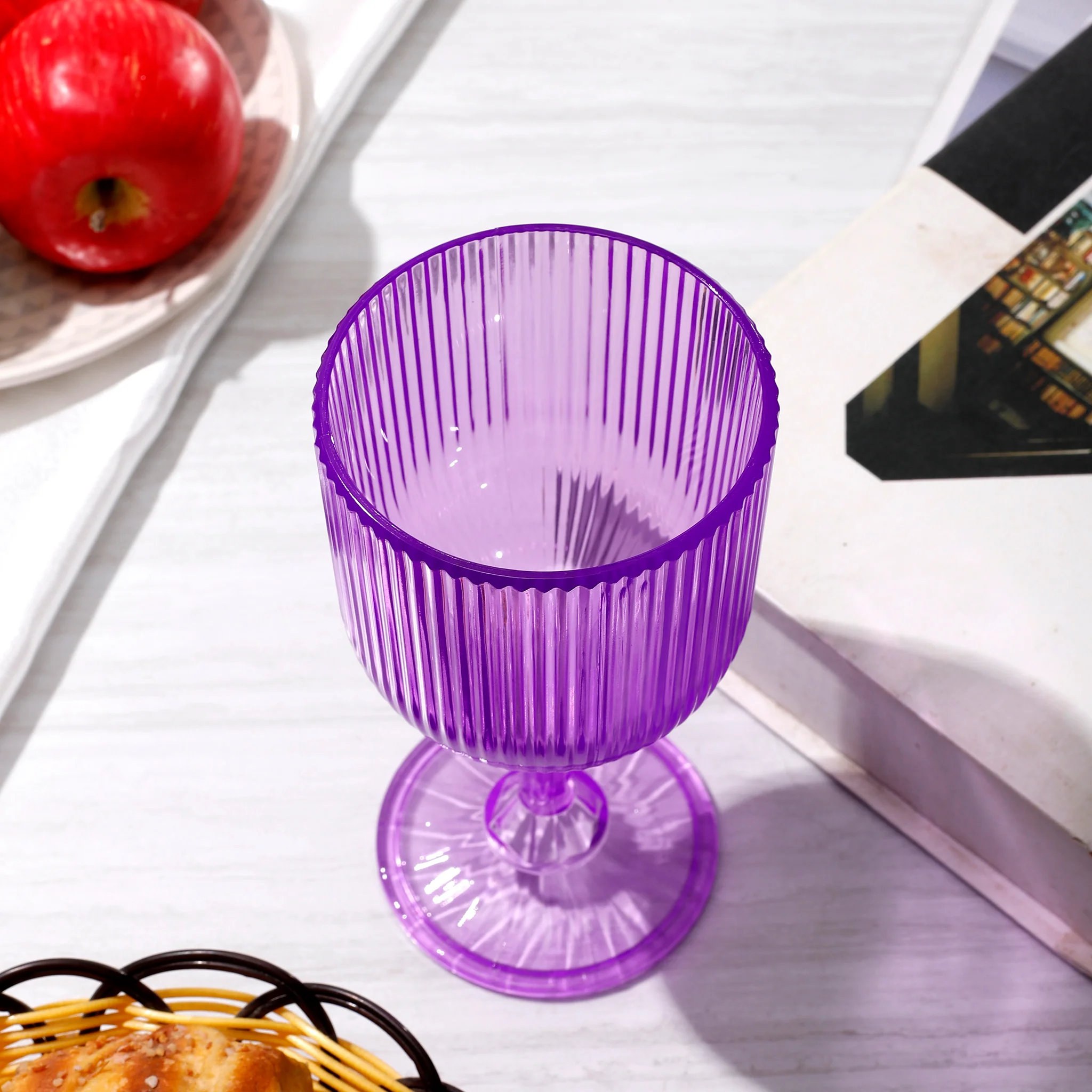 Lavender Acrylic 11oz Wine Goblets Ripple Design (6 pcs/pk) - Image 5