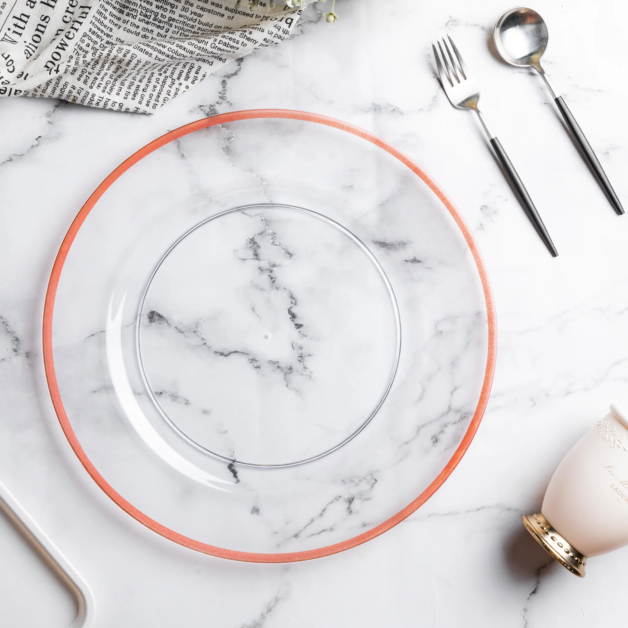 Alpine Acrylic Charger Plate - Rose Gold trim - Image 2