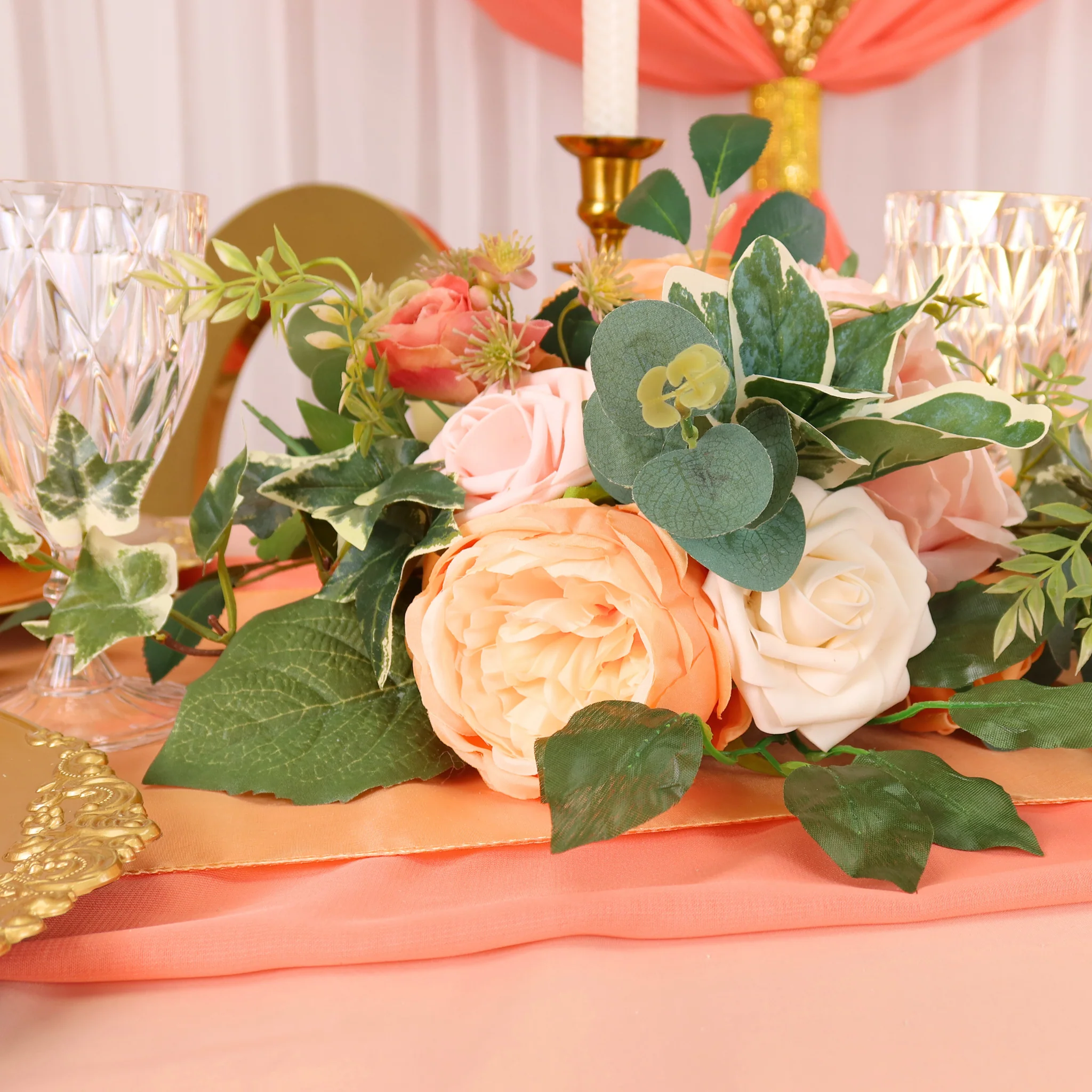 Artificial DIY Foam Rose Stems (50 pcs) - Blush/Rose Gold - Image 6