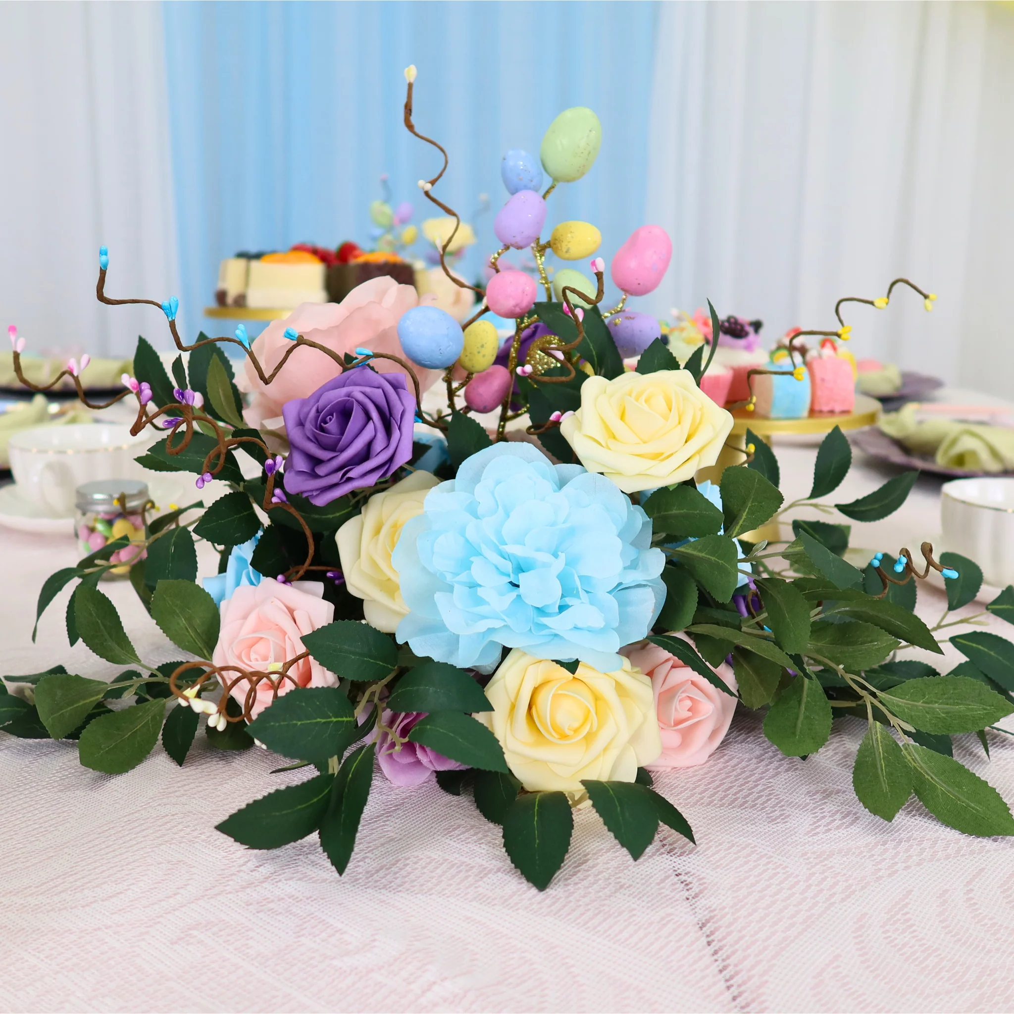Artificial DIY Foam Rose Stems (50 pcs) - Blush/Rose Gold - Image 9