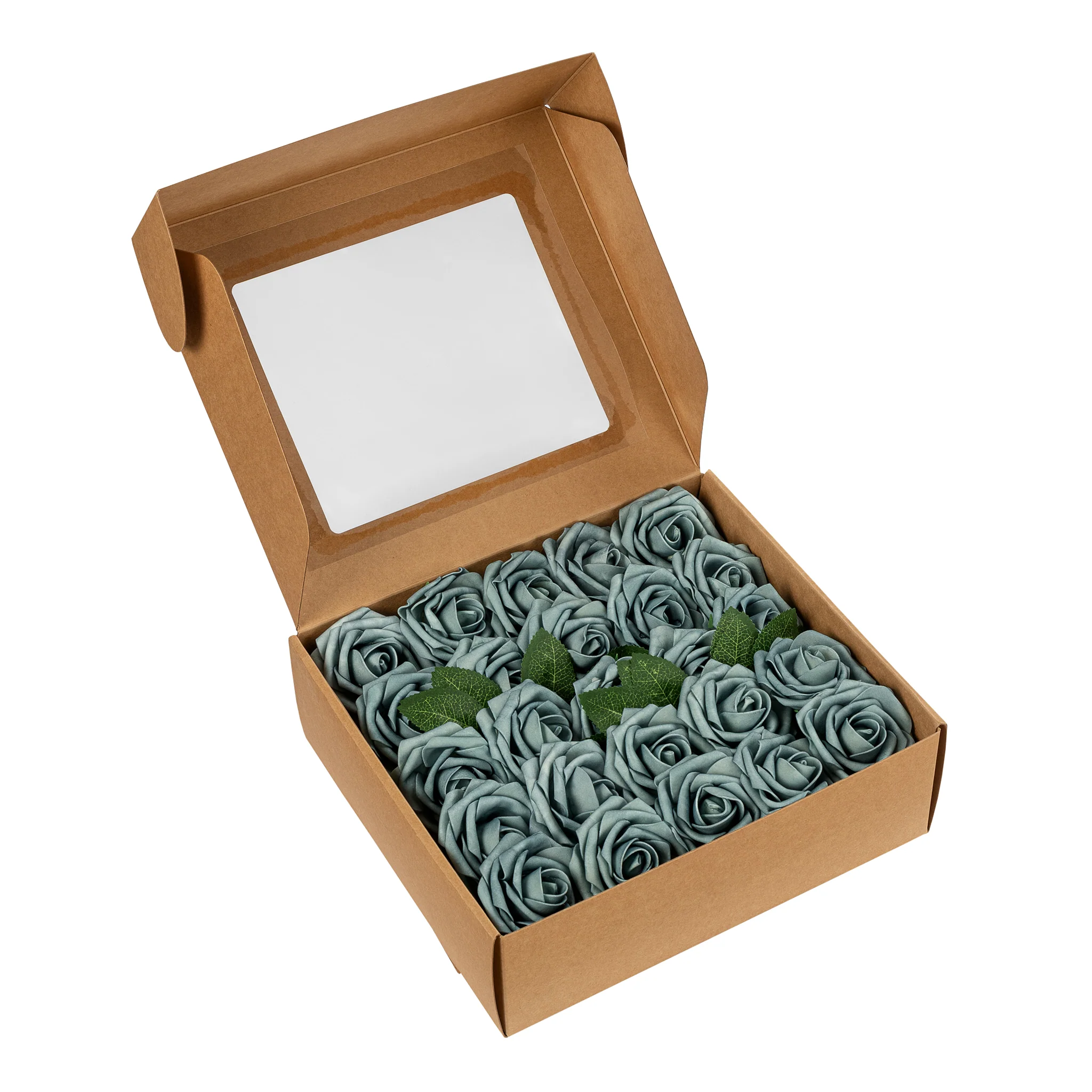Artificial DIY Foam Rose Stems (50 pcs) - Dusty Blue