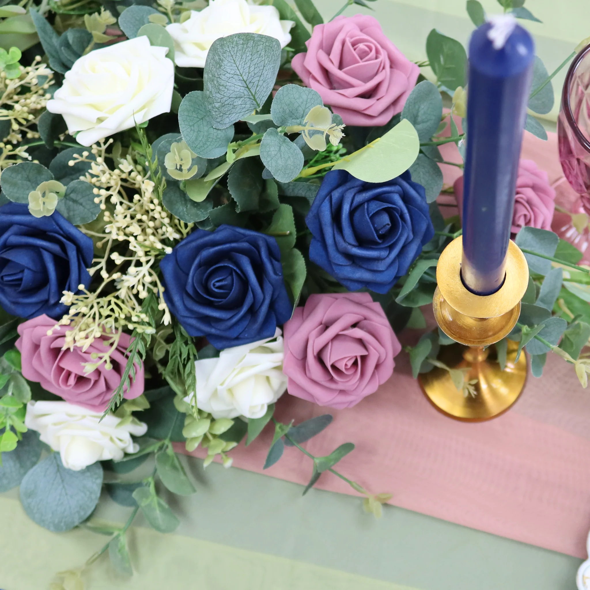 Artificial DIY Foam Rose Stems (50 pcs) - Mauve/Dusty Rose - Image 3