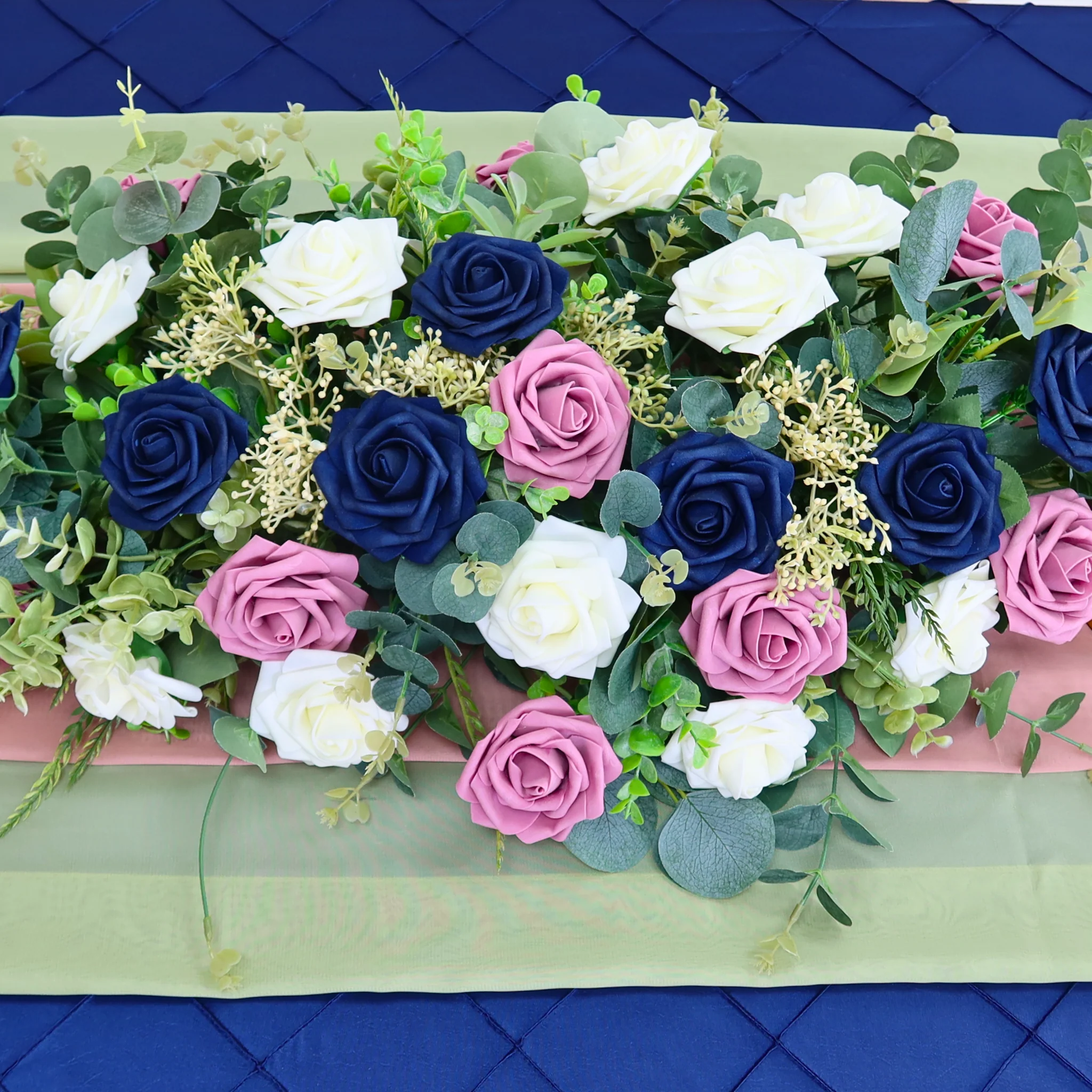 Artificial DIY Foam Rose Stems (50 pcs) - Navy Blue - Image 9
