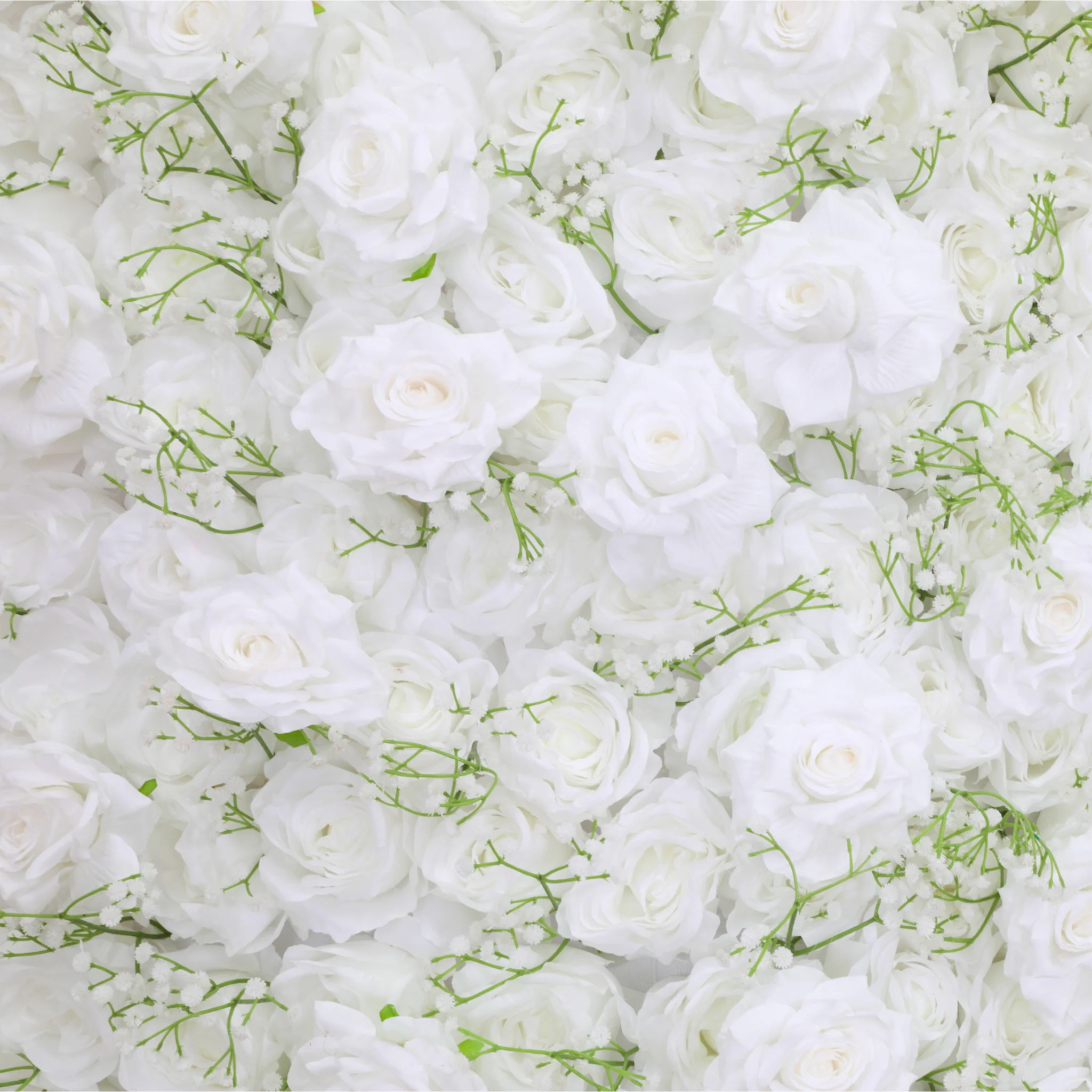 Roll Up Roses and Baby's Breath Flower Wall Backdrop 8ft x 4ft - White - Image 4