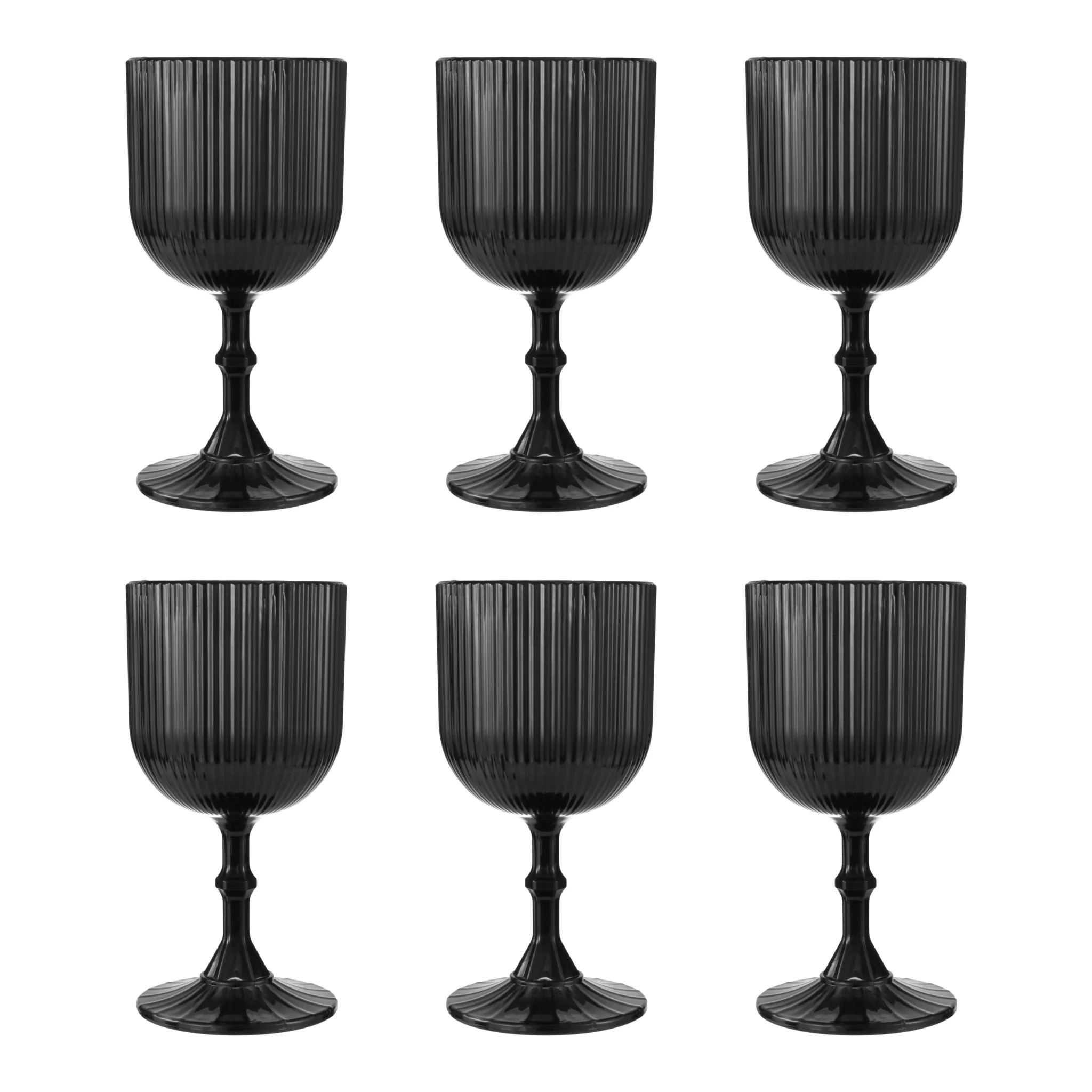 Black Acrylic 11oz Wine Goblets Ripple Design (6 pcs/pk) - Image 2