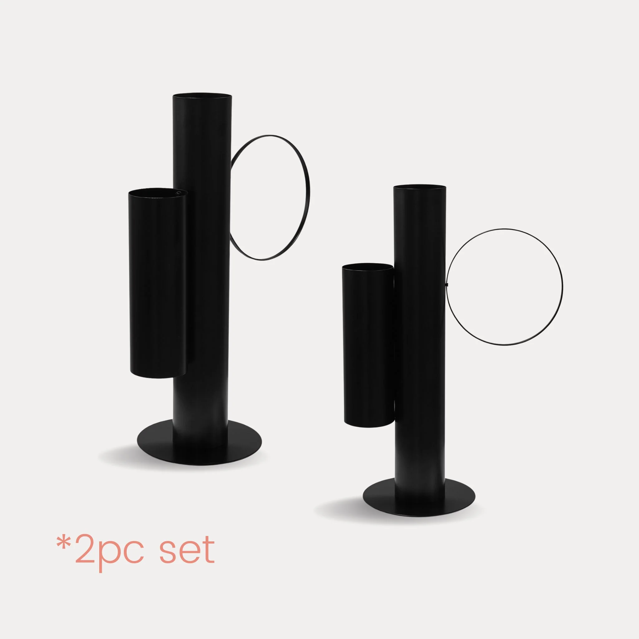 Set of 2 Modern Double Tube Floral Centerpiece Stand - Black - Image 3