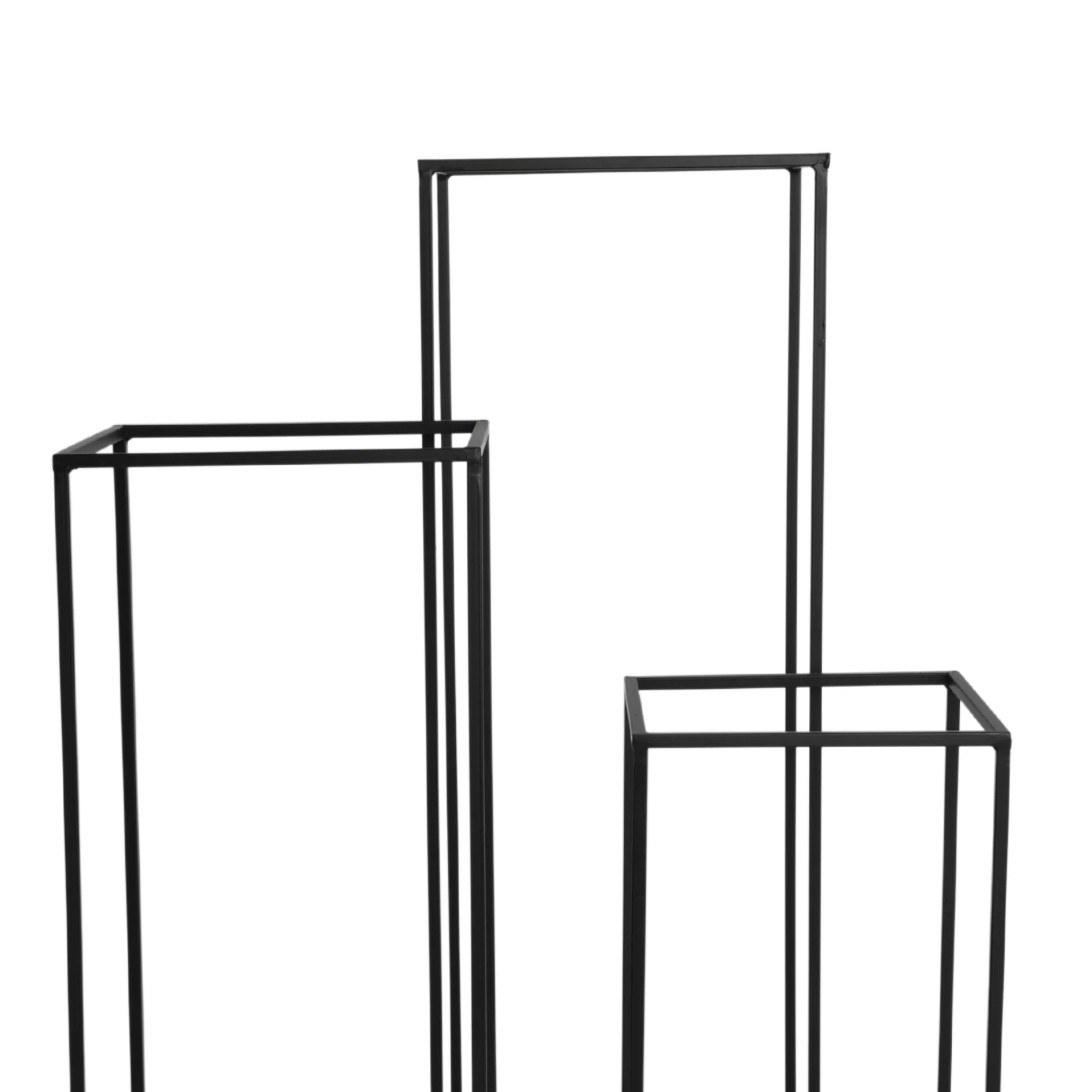 Modern Rectangular Tall Metal Frame Stand Centerpiece (3 pcs/set) - Black - Image 2