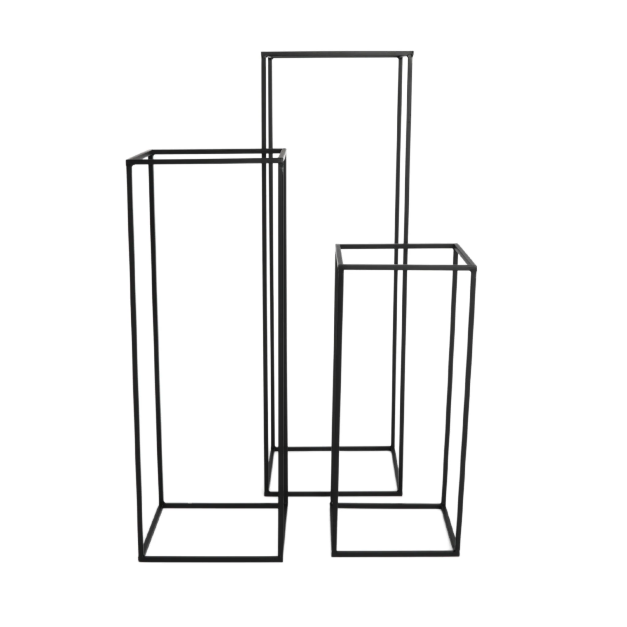 Modern Rectangular Tall Metal Frame Stand Centerpiece (3 pcs/set) - Black - Image 4