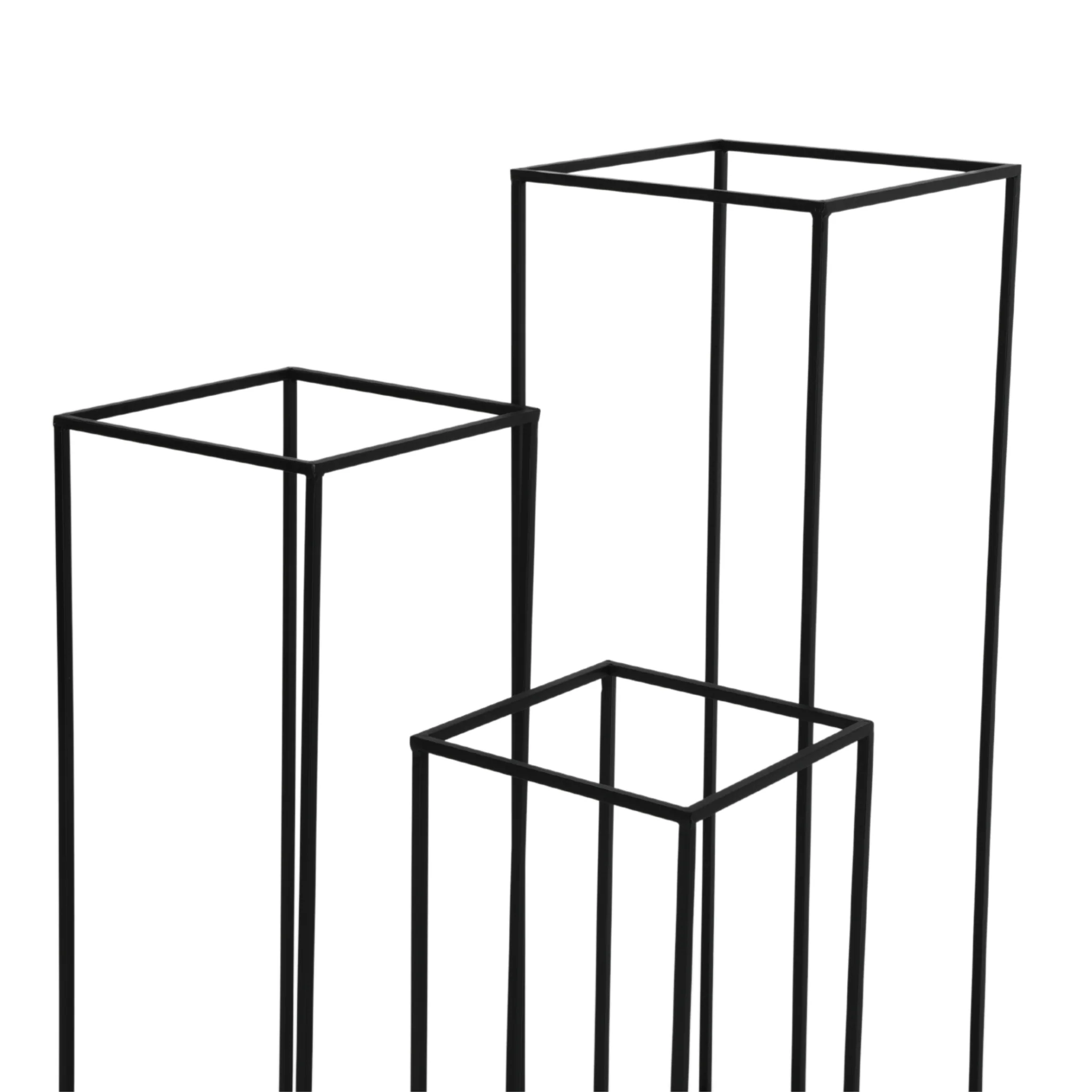 Modern Rectangular Tall Metal Frame Stand Centerpiece (3 pcs/set) - Black - Image 6