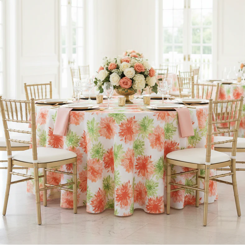 Blooming Mums 108" Round Tablecloth