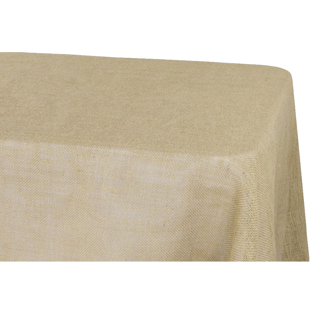 Burlap 90"x156" Rectangular Tablecloth - Natural Tan - Image 2