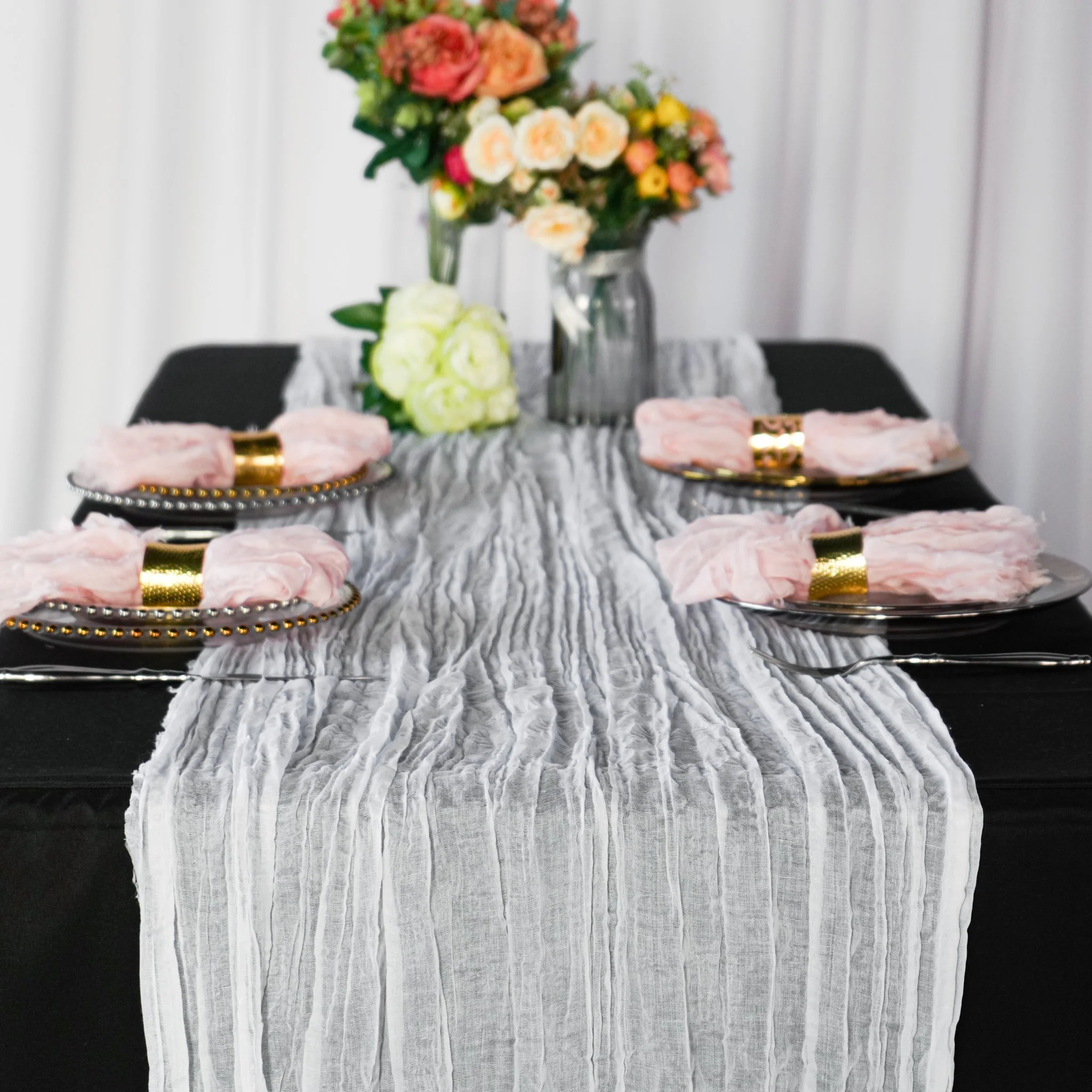 Cheesecloth Gauze Linen Napkin 20"x20" (5pc/pk) - Blush/Rose Gold - Image 5