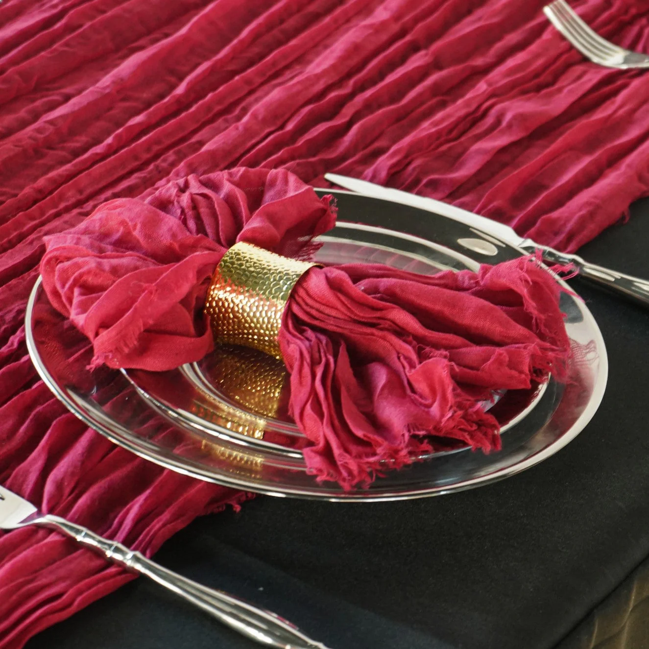 Cheesecloth Gauze Linen Napkin 20"x20" (5pc/pk) - Burgundy