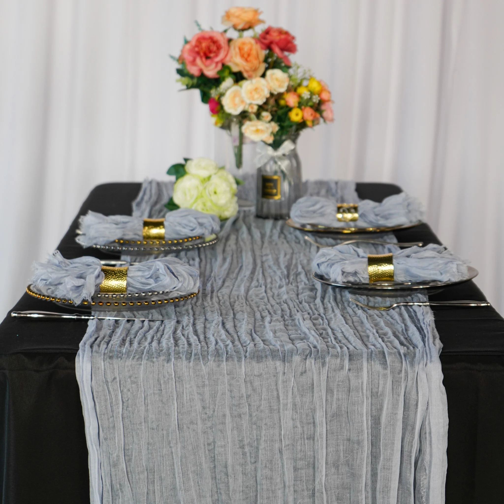 Cheesecloth Gauze Linen Napkin 20"x20" (5pc/pk) - Dusty Blue - Image 3