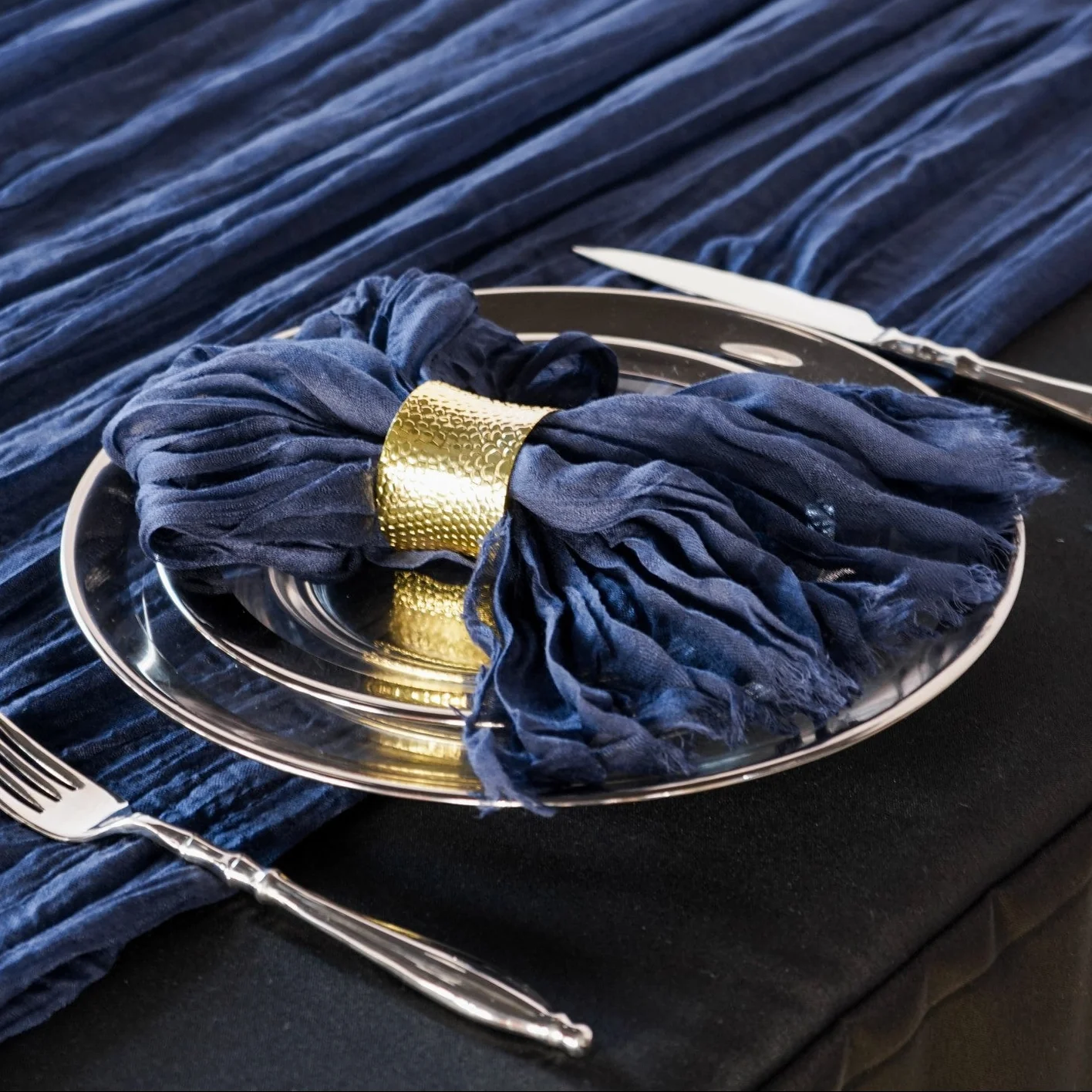 Cheesecloth Gauze Linen Napkin 20"x20" (5pc/pk) - Navy Blue