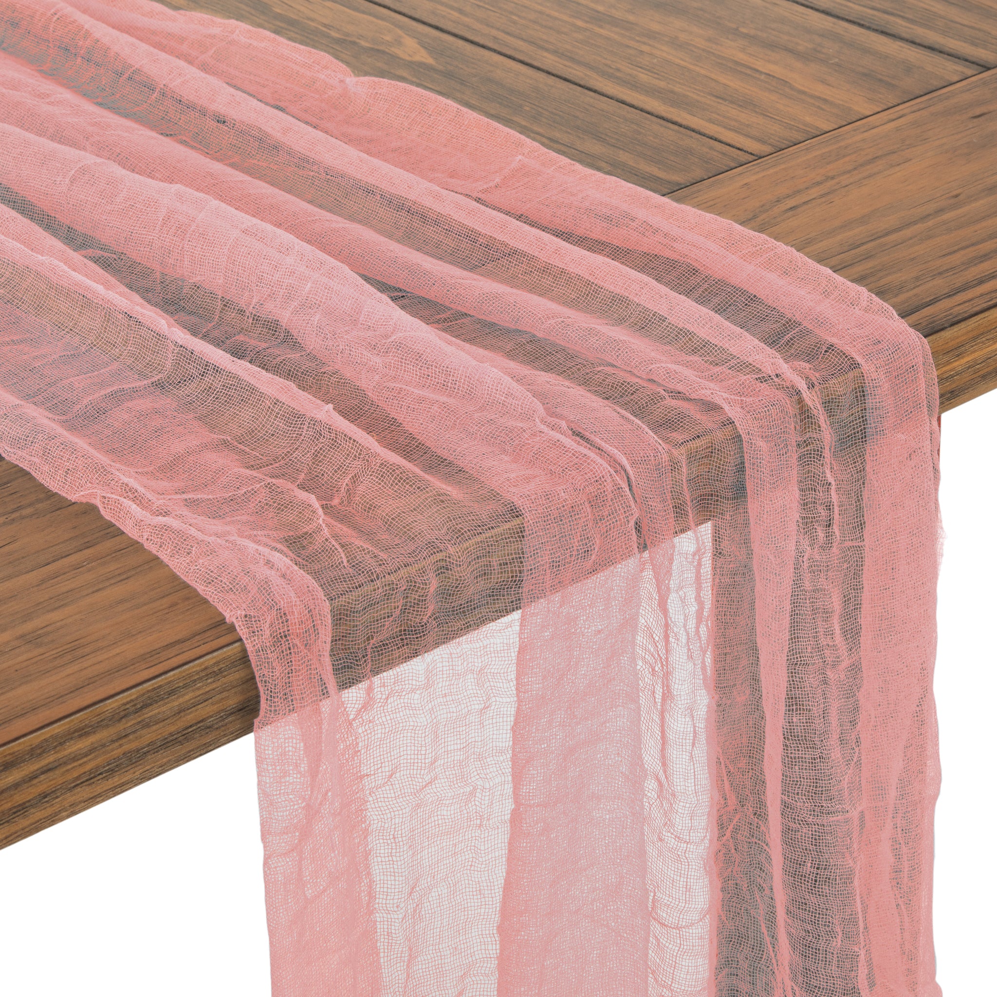 Cheesecloth Table Runner 25" x 16ft - Blush/Rose Gold - Image 2