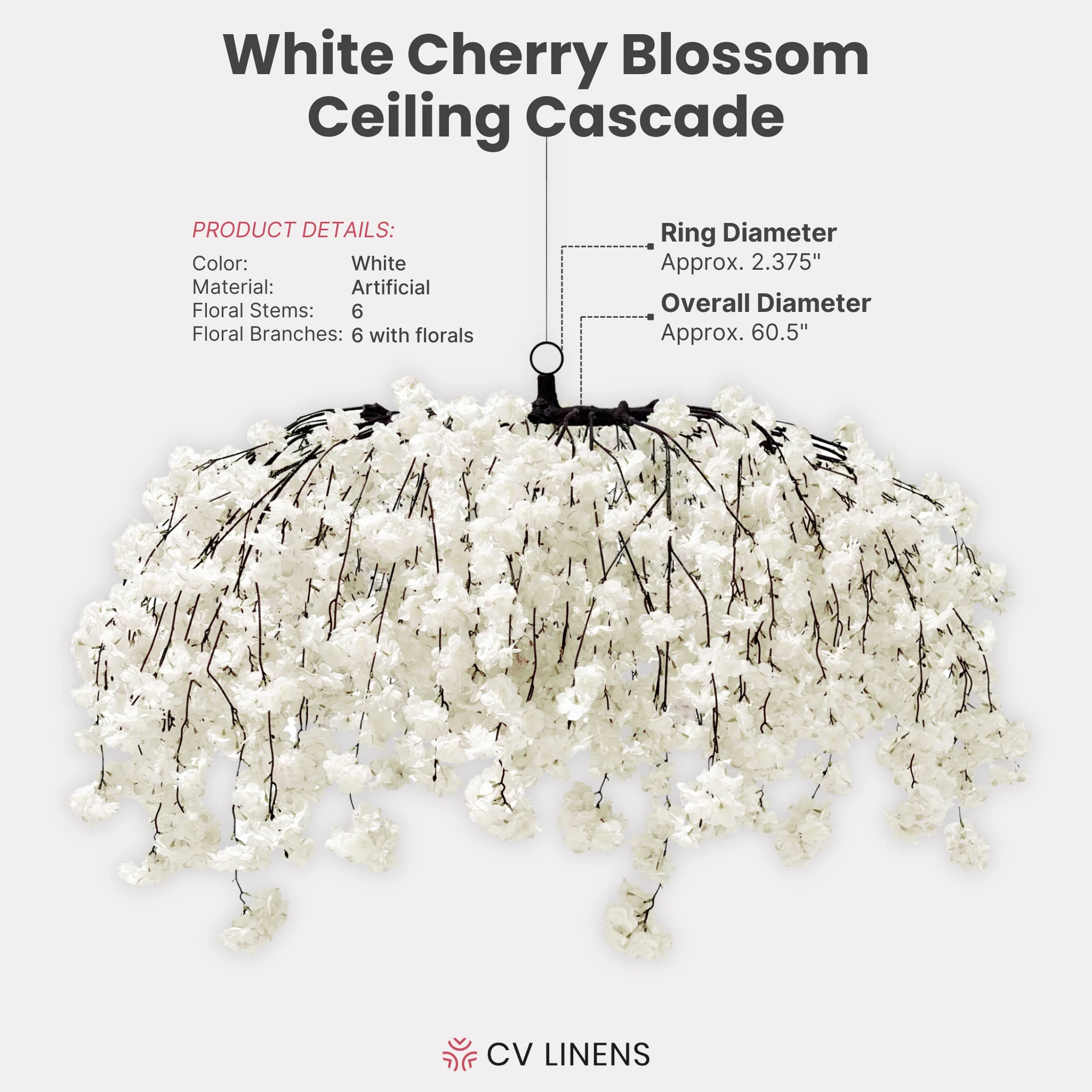 Cherry Blossom Ceiling Cascade - White - Image 4