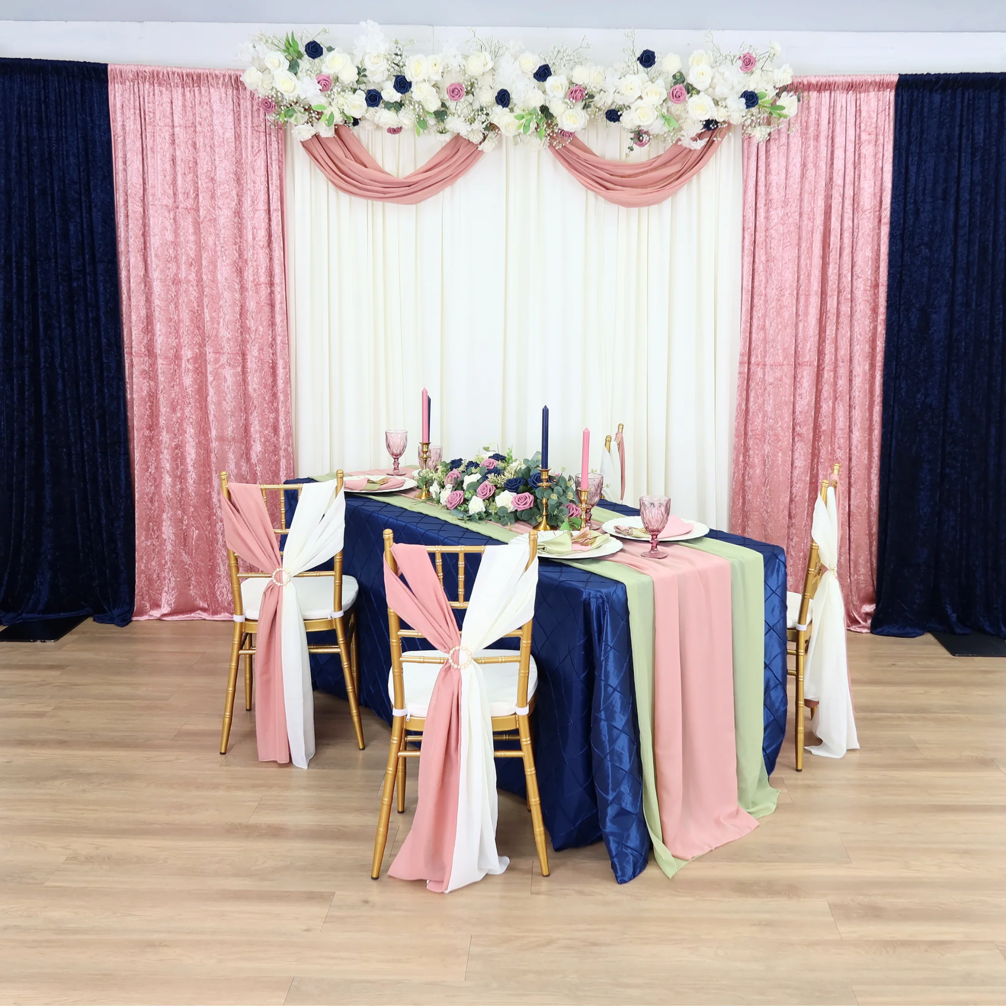Chiffon Curtain Drape 14ft H x 58" W Panel - Dusty Rose/Mauve - Image 4