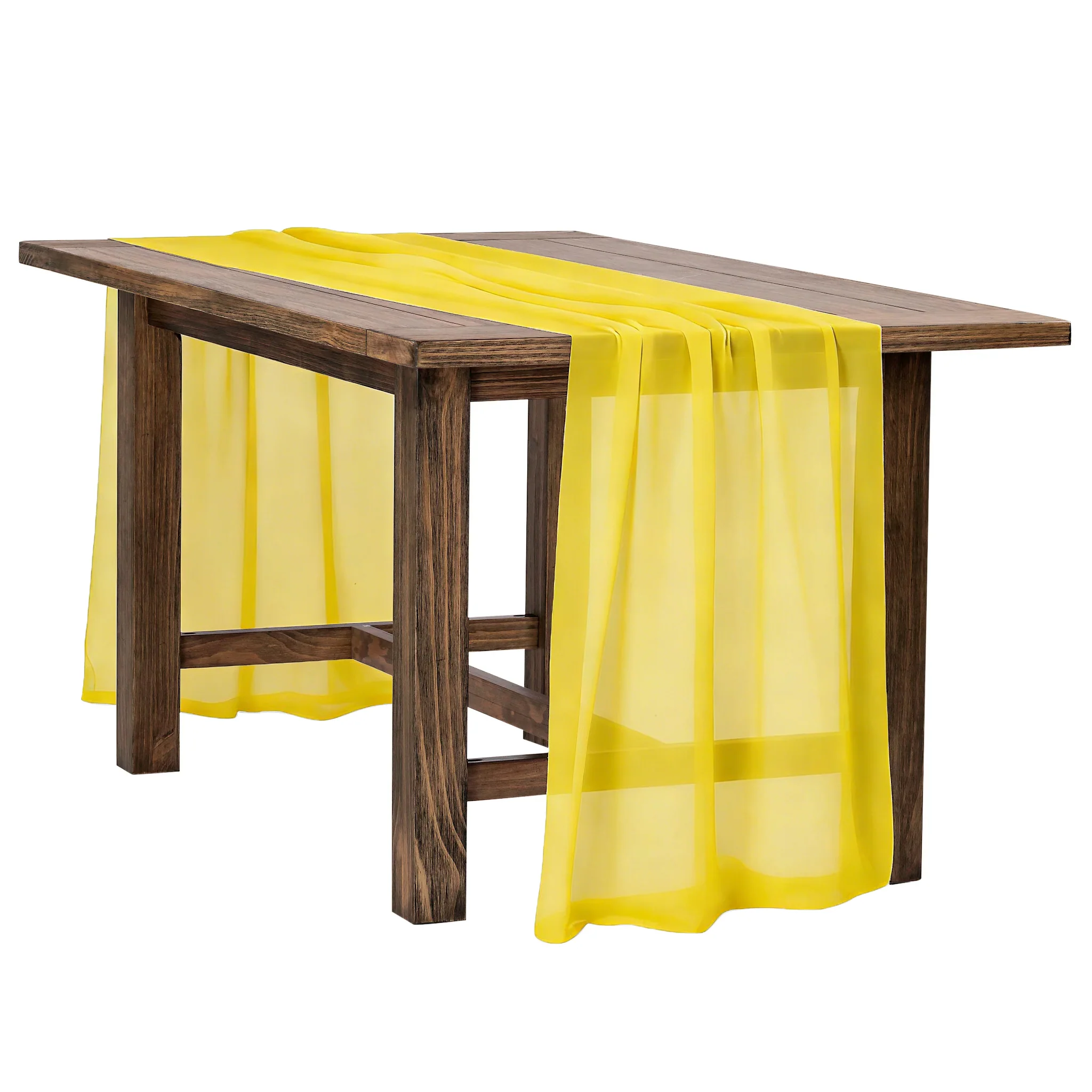 Chiffon Wedding Table Runner 10FT x 27" - Canary Yellow - Image 5
