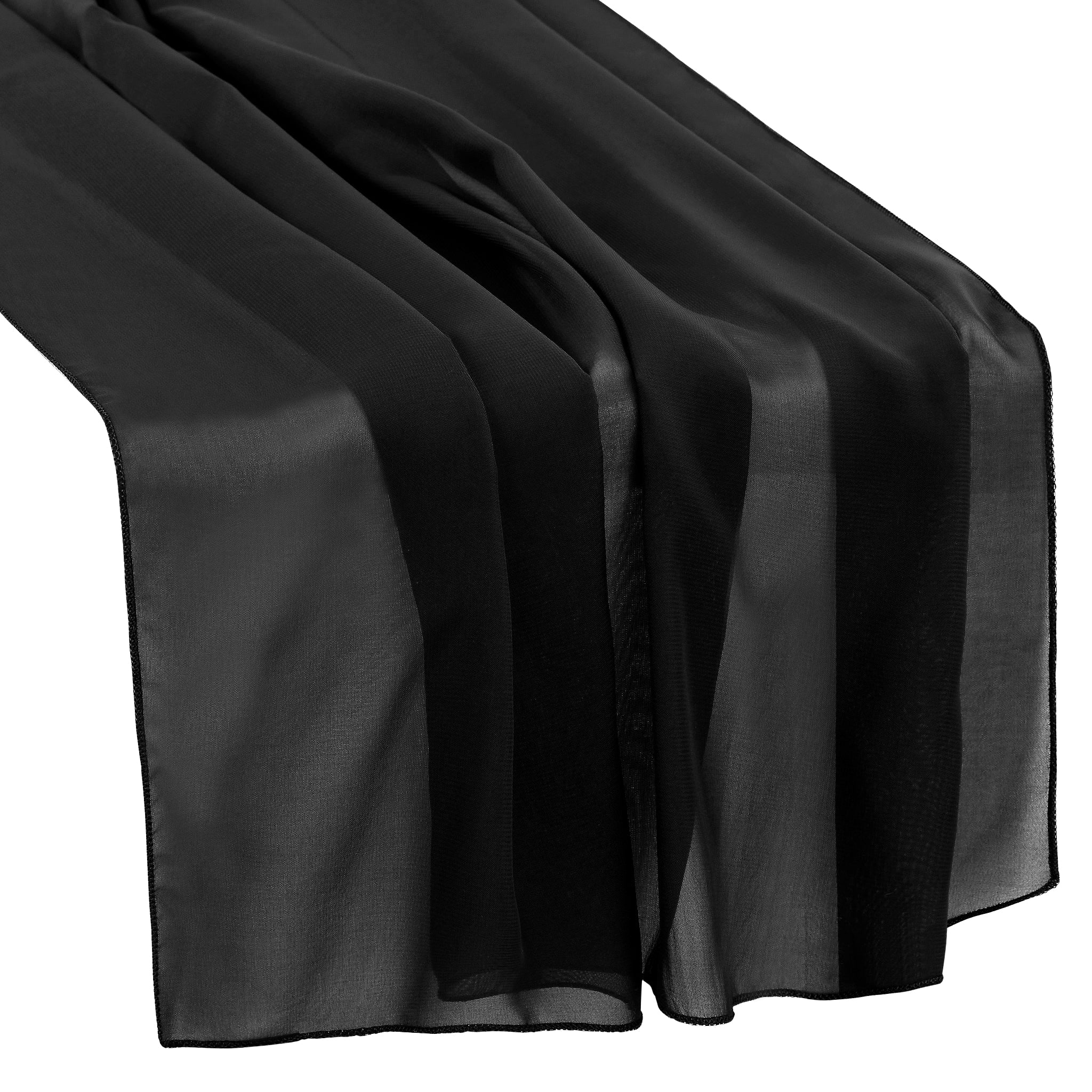 Chiffon Wedding Table Runner 10FT x 27" - Black - Image 2