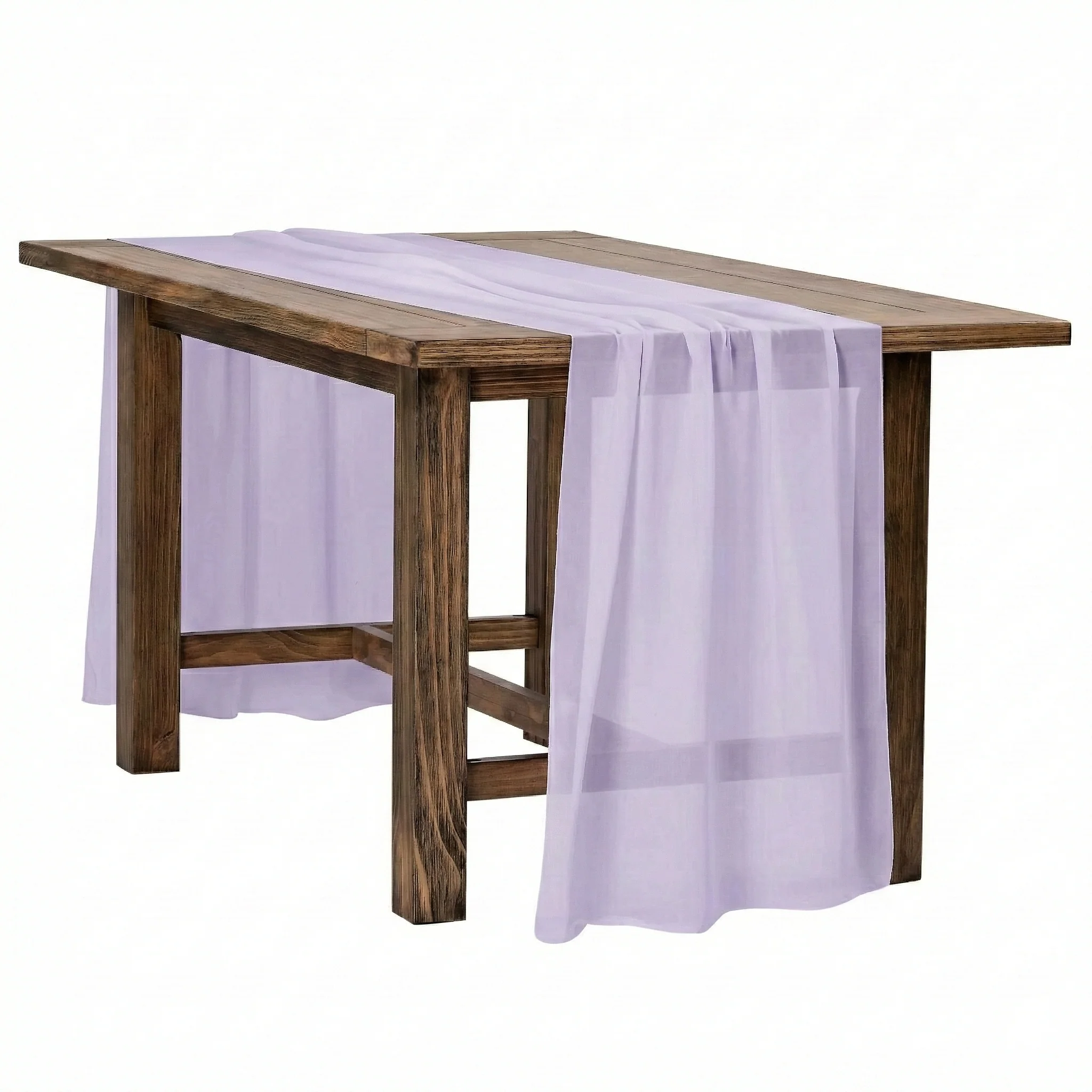 Chiffon Wedding Table Runner 10FT x 27" - Lavender - Image 2