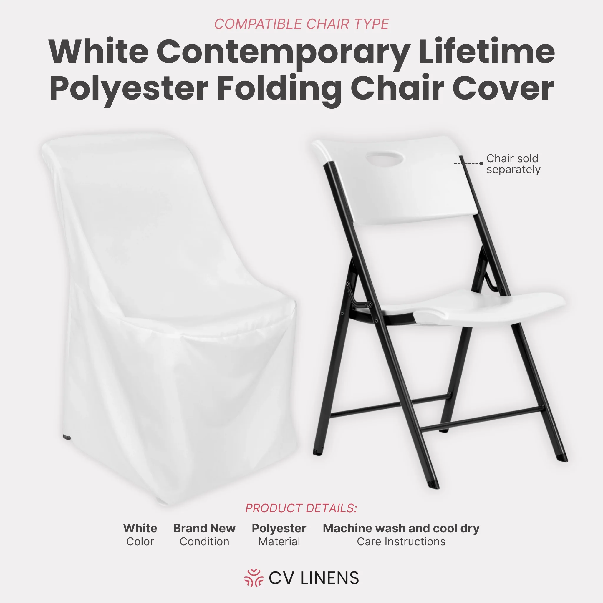 Contemporary LIFETIME folding chair Cover - White - Image 2