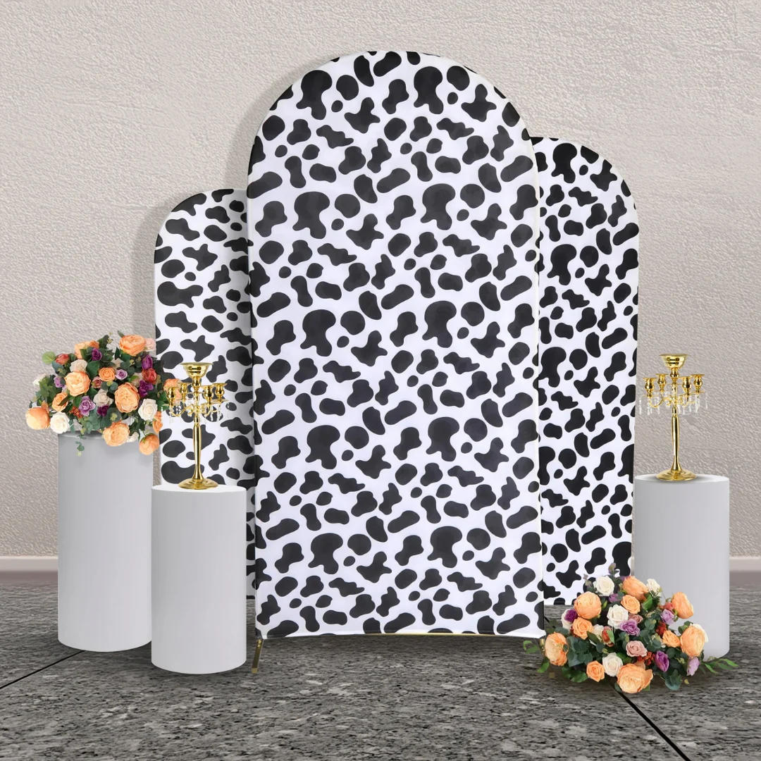 Spandex Covers for Trio Arch Frame Backdrop 3pc/set - Cow Animal Print - Image 2