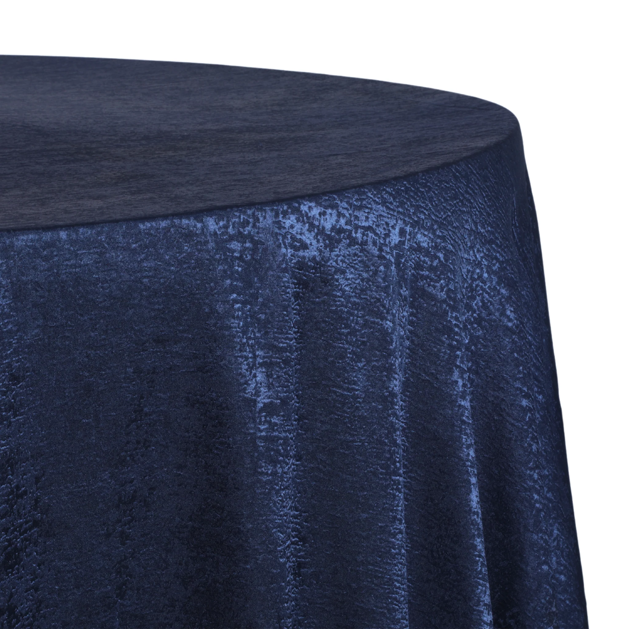 Crinkle Shimmer 120" Round Tablecloth - Navy Blue - Image 2