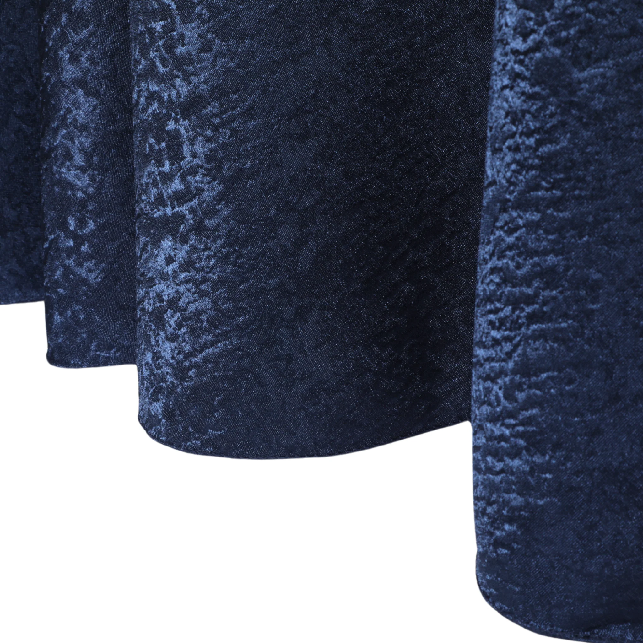 Crinkle Shimmer 120" Round Tablecloth - Navy Blue - Image 3