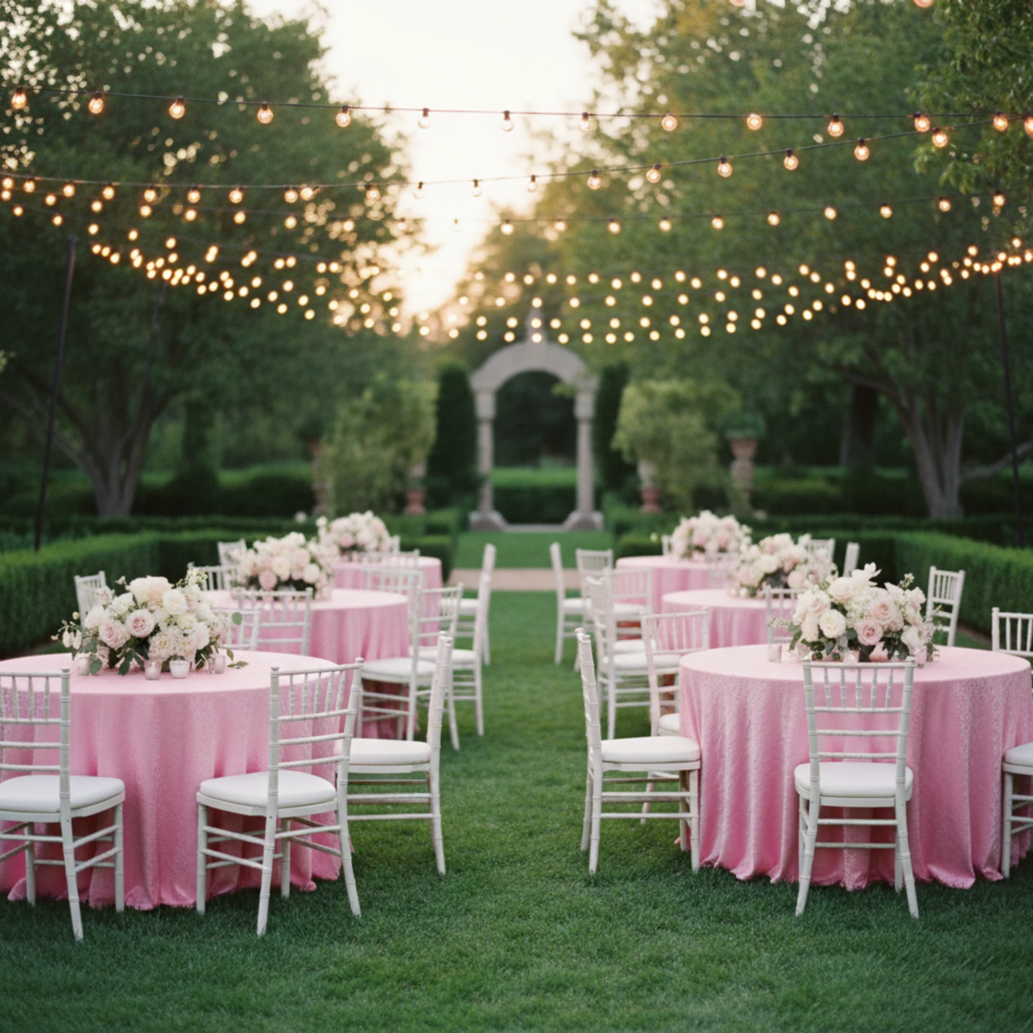 Crinkle Shimmer 120" Round Tablecloth - Pink - Image 6