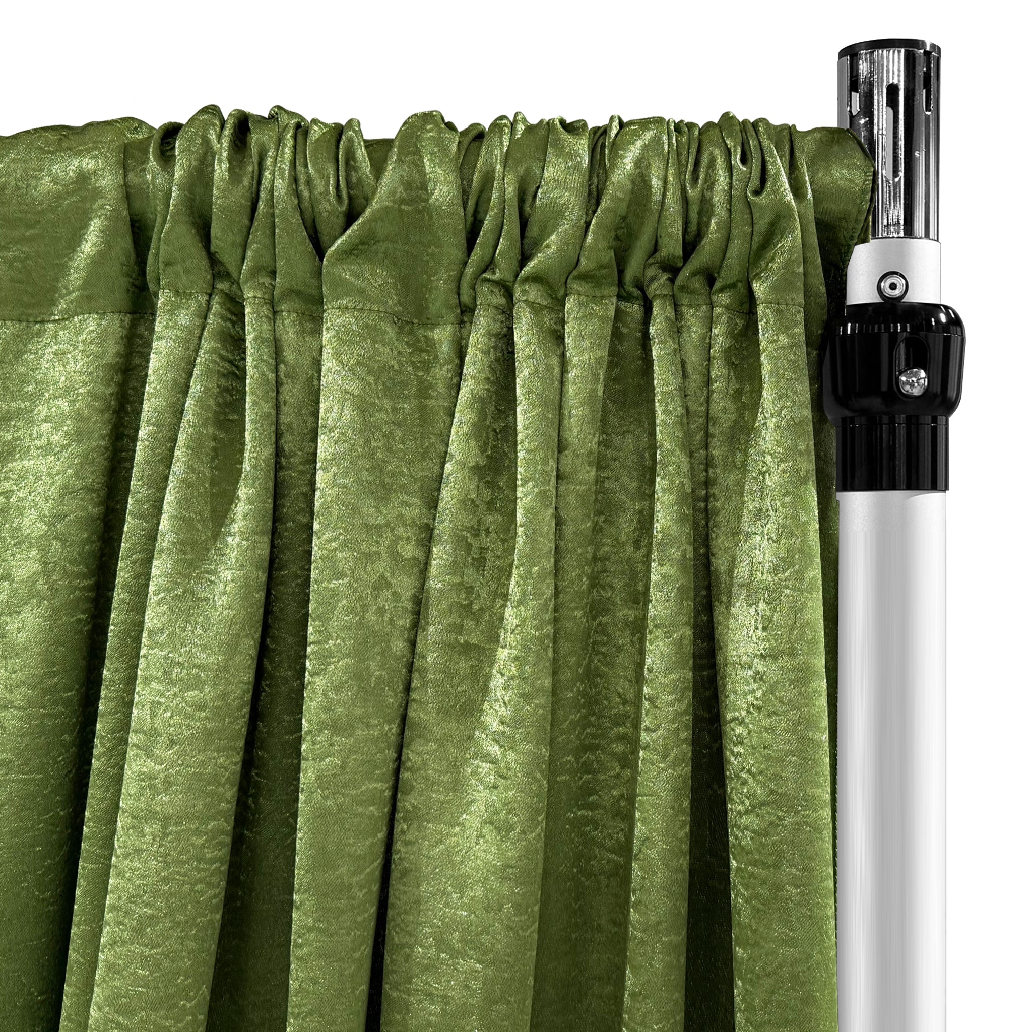 Crinkle Shimmer 12ft H x 52" W Drape/Backdrop Panel - Willow Green