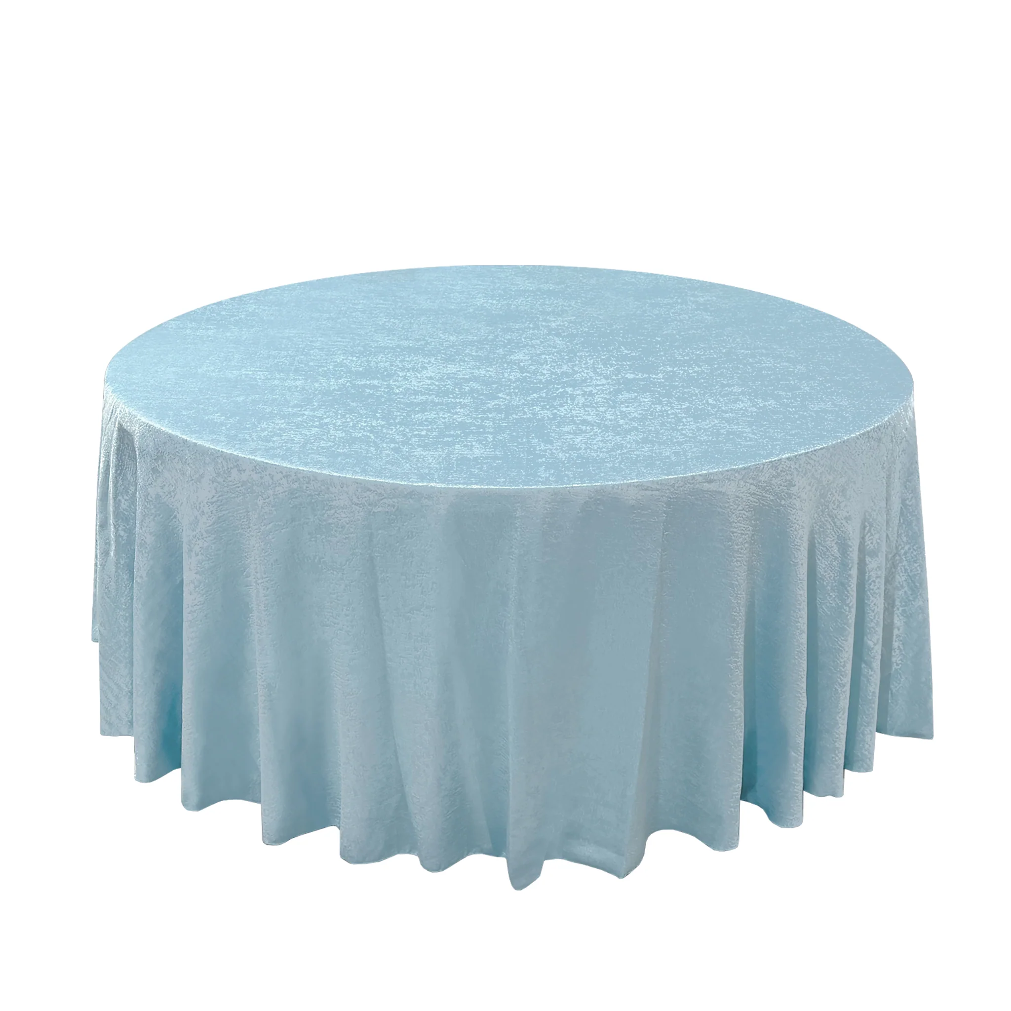 Crinkle Shimmer 132" Round Tablecloth - Baby Blue