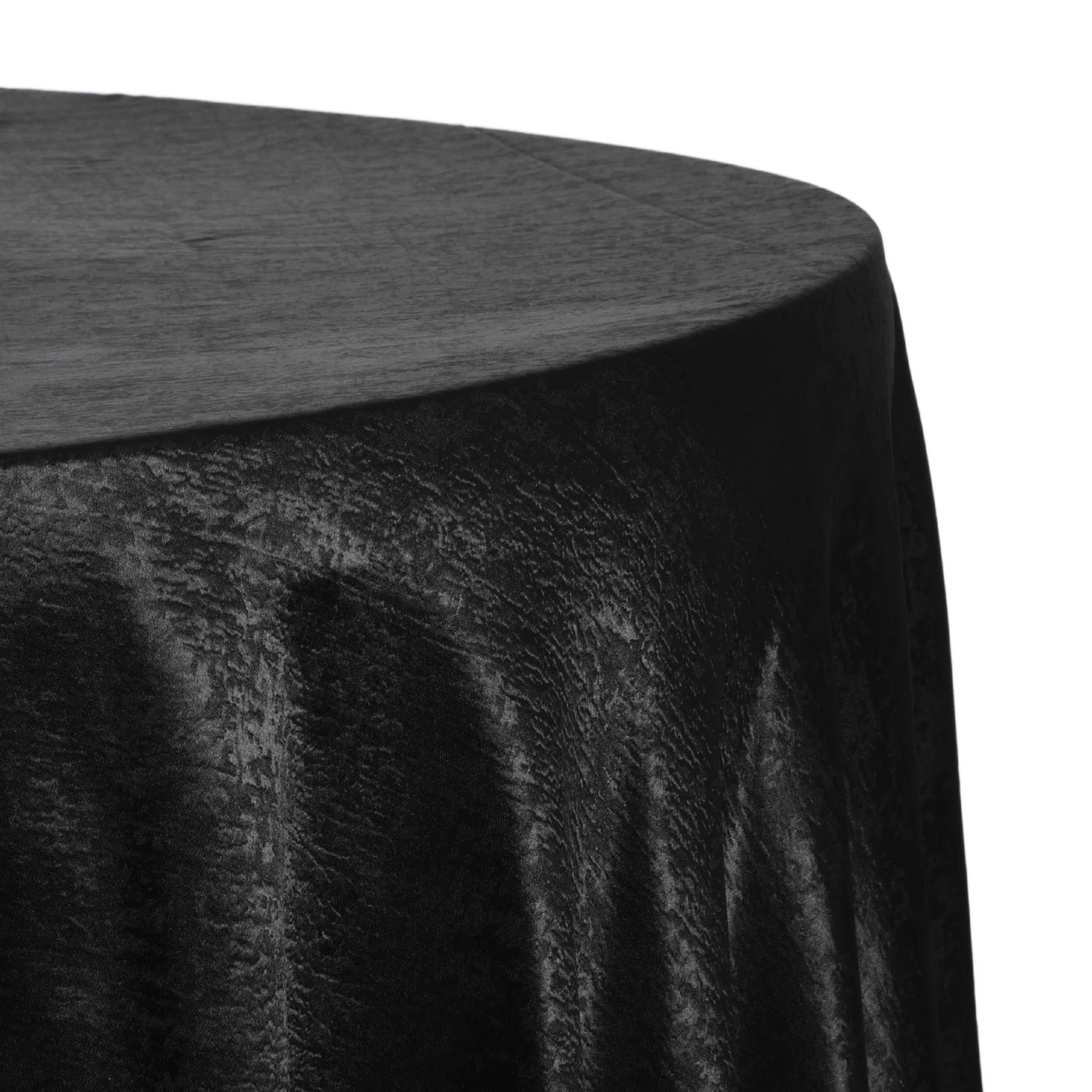 Crinkle Shimmer 132" Round Tablecloth - Black - Image 2